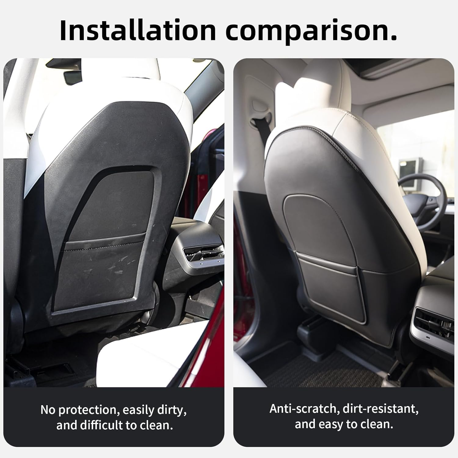 2Pcs for Tesla Model 3/Y Juniper/Highland Leather Seat Back Kick Protectors Accessories 2025 2026,Kids Kick Mats Seat Cover Waterproof Pet Protect Covers image number 2