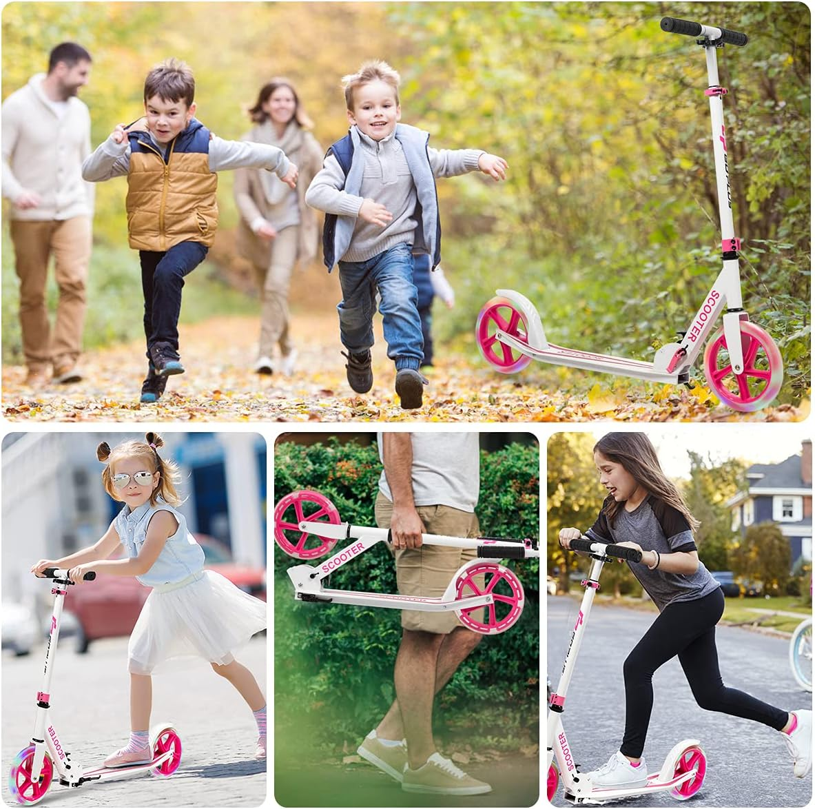 HONEY JOY Kids Folding Kick Scooter, Scooter for Children Teens W/2 Flash Wheels, 3-Level Adjustable Handlebar, Rear Foot Brake, Aluminum Deck, Outdoor Sports Scooter for Boys & Girls image number 1