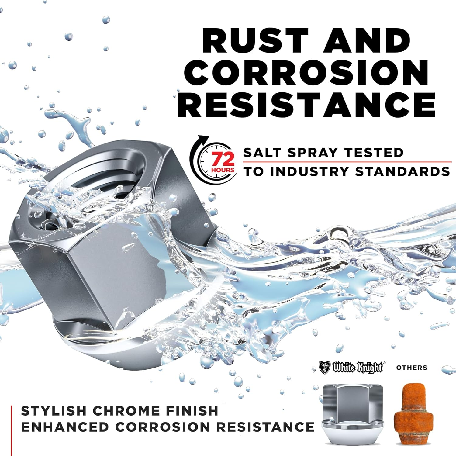 White Knight 1304-14S Zinc Finish 1/2"-20 Thread Size Open End Bulge Acorn Lug Nut, (Pack of 4) image number 1