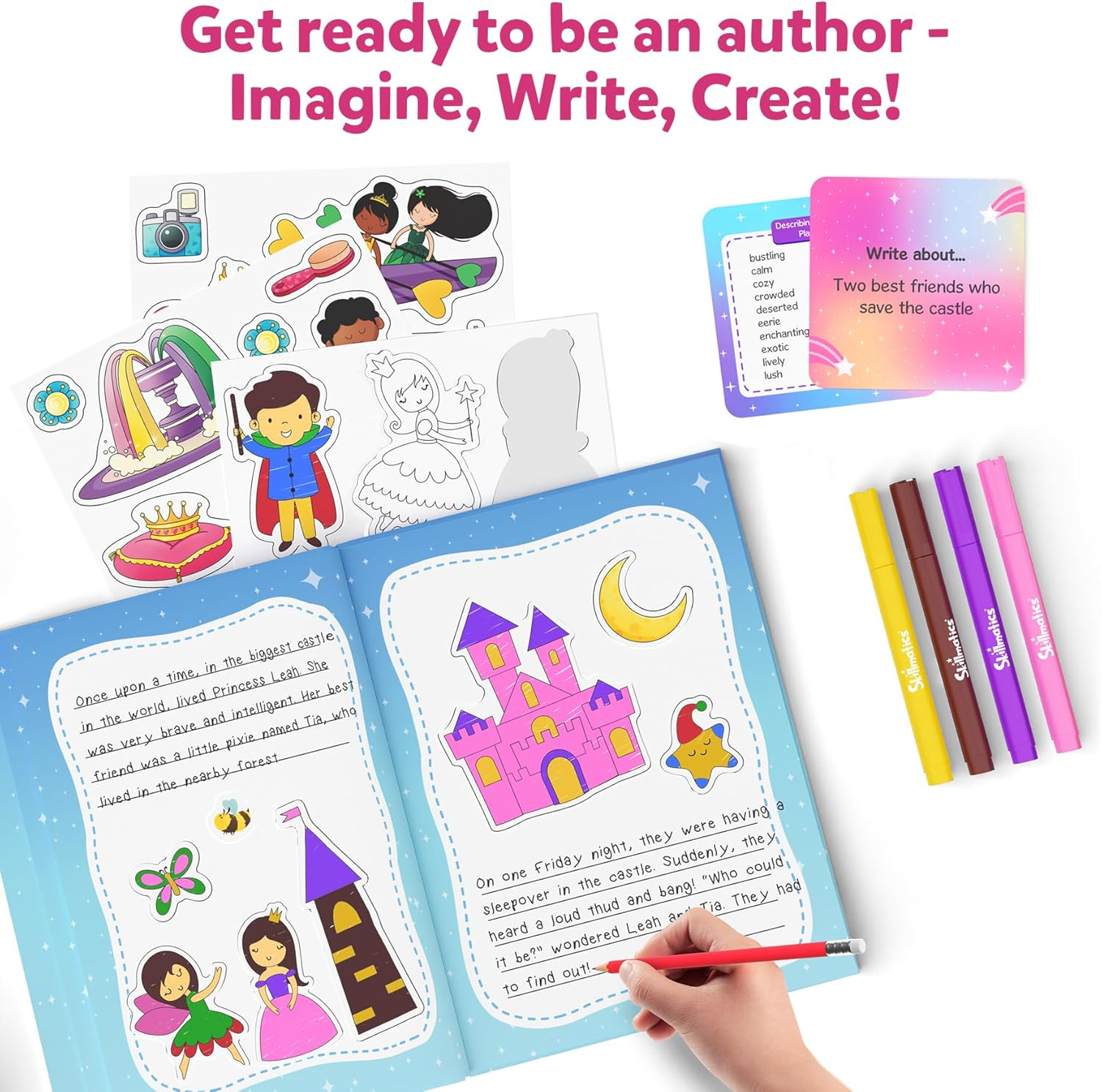 Skillmatics Storybook Art Kit - Create Fairytale Stories, DIY Craft & Writing Kit with 300+ Stickers, Scrapbooking & Journal Activity, Gifts for Kids Ages 5, 6, 7, 8, 9, 10 image number 6