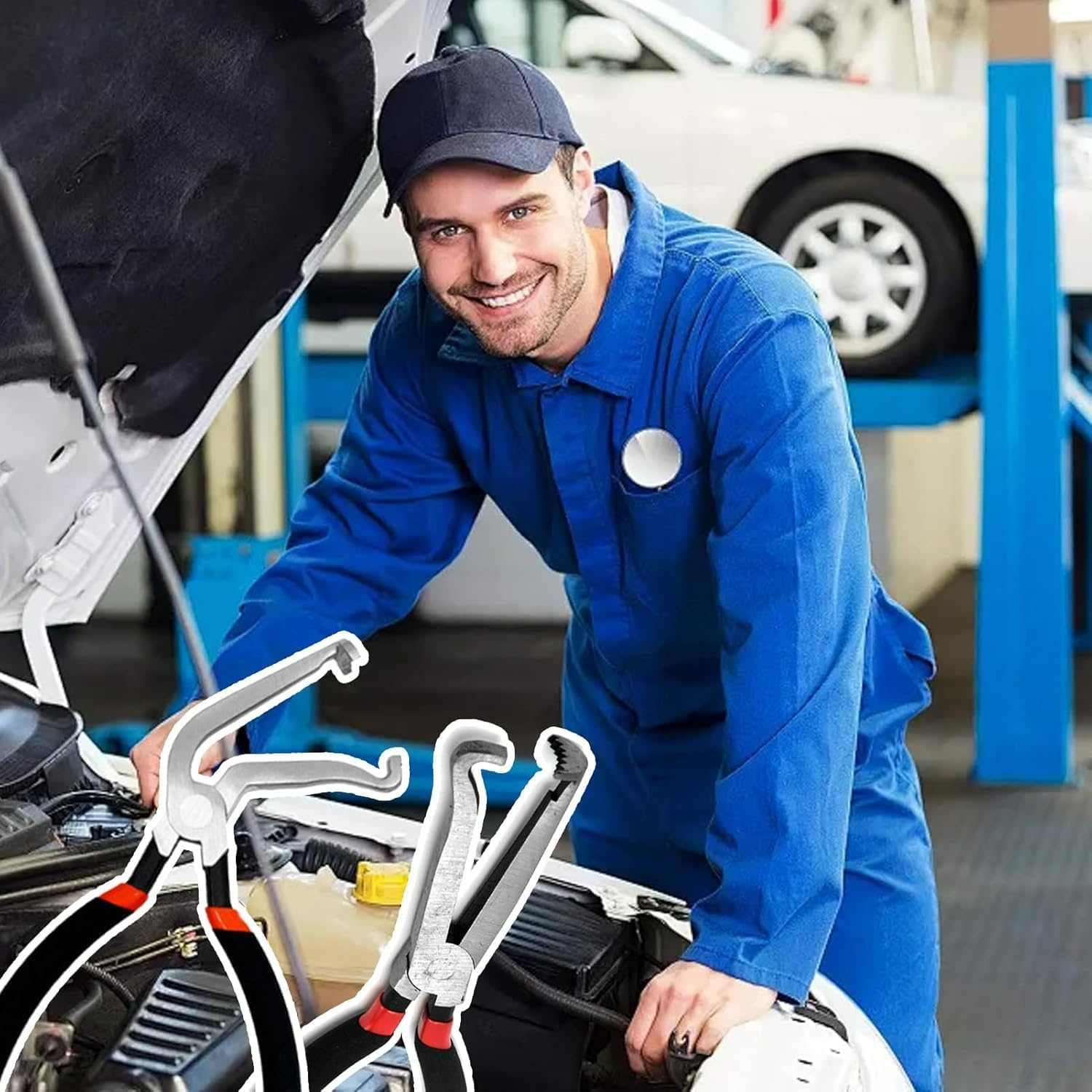 Disconnect Pliers,Automotive Electrical Connector, Electrical Plug Pliers, Connector Removal Tool, Automotive Hose Disconnect Tool for Push-Piece Plugs (Straight) image number 4