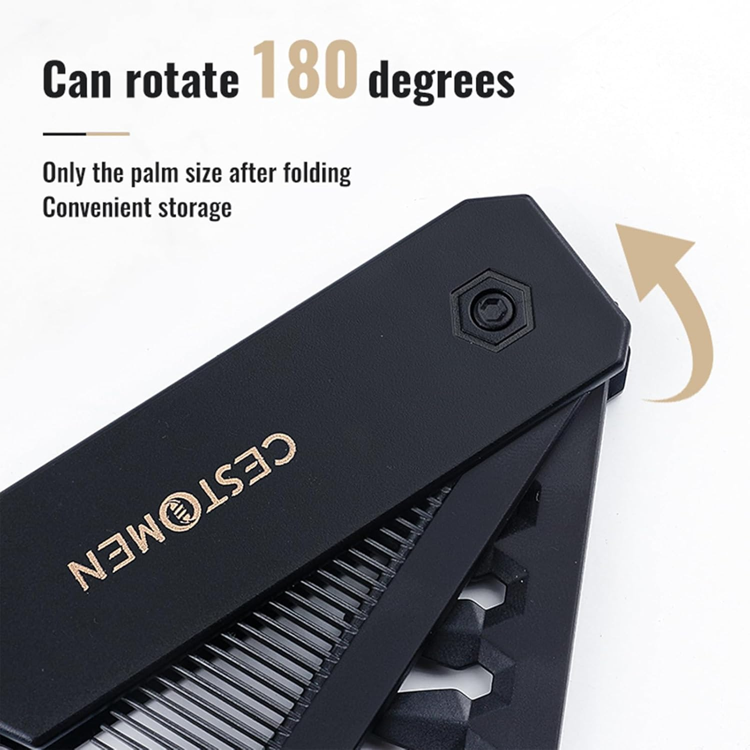 Cestomen Protable Folding Pocket Comb for Men, 2 in 1 Hair Comb - Fine Tooth Comb, Styling for Everyday Grooming & Combing Hair, Beards and Mustaches (Black) image number 2