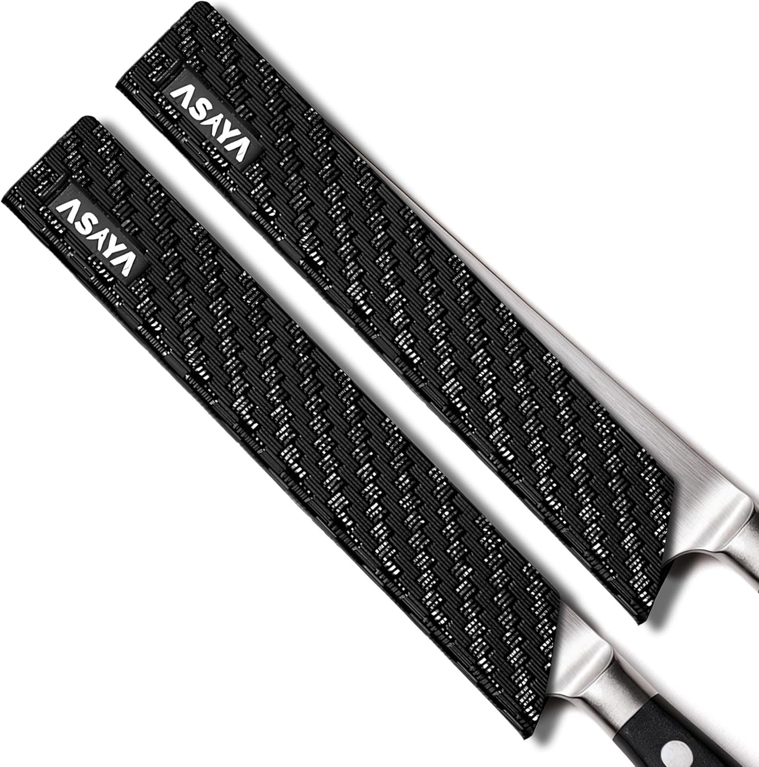 Asaya Professional Knife Edge Guards - Two Universal Streak Knife Covers - 6" X 1" - Extra Strength, ABS Plastic and Bpa-Free Felt Lining, Non-Toxic and Food Safe - Knives Not Included (2 Piece S) image number 1