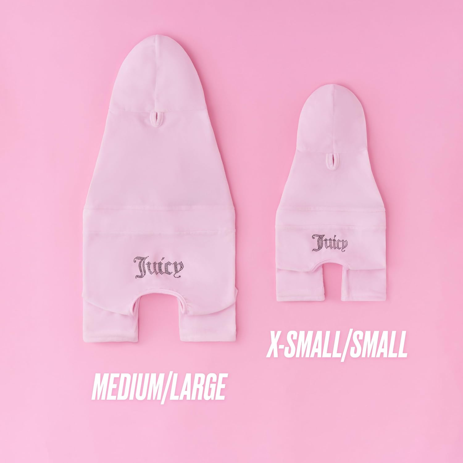 Juicy Couture Hooded Pet Juicy Bling Velour Tracksuit Chest 16 Inches for Small Dogs and Cats - Pink - XS/S
