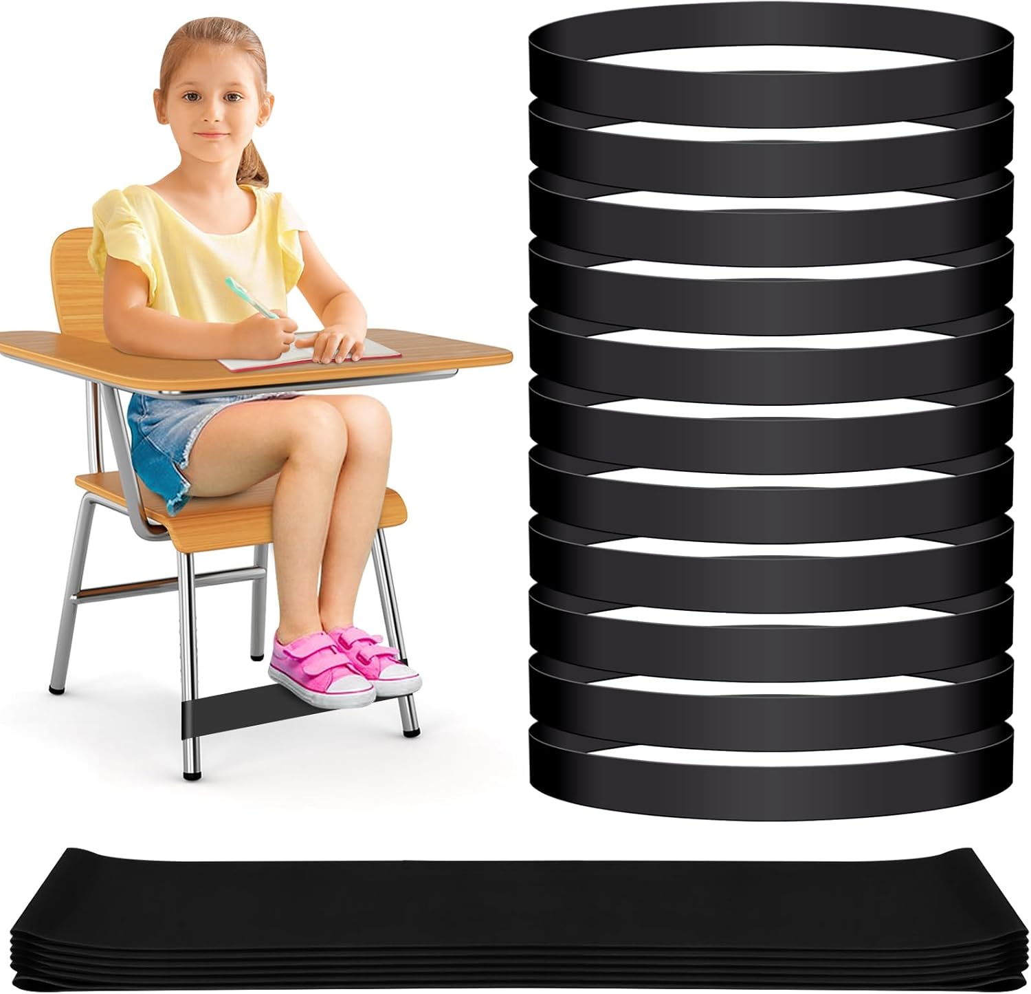 6 Pack Chair Bands for Kids with Fidgety Feet - Sensory Room Must Haves for ADHD and Autism - Classroom and Home Chairs Fidget Tools