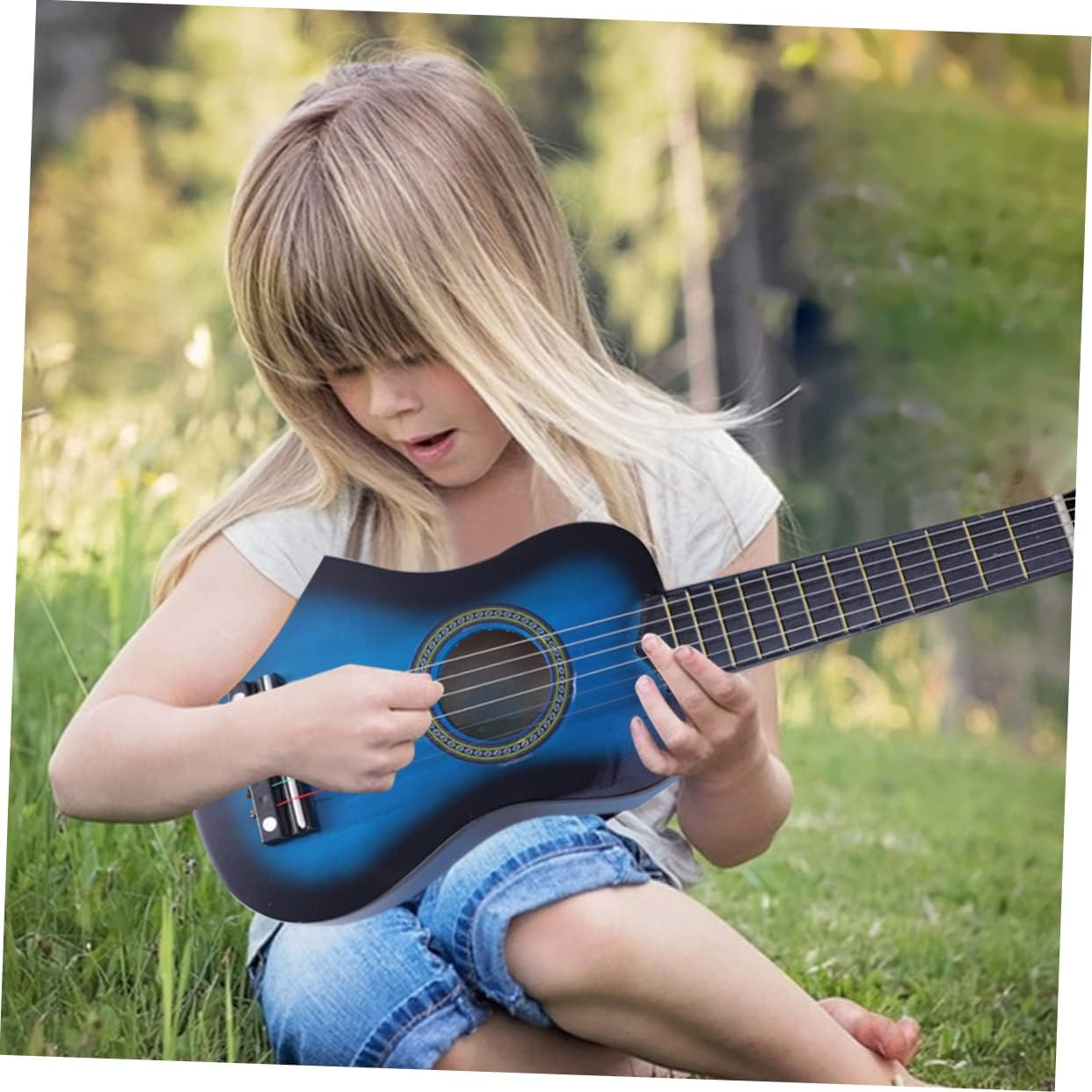 Portable Boys and Girls Guitar Acoustic Wooden Boys and Girls Musical Instrument for Easy Learning image number 1