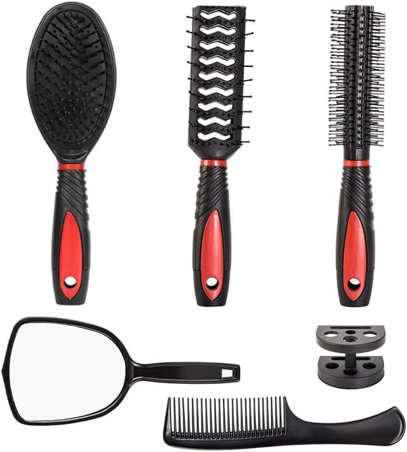 Retoo 5 Piece Hair Brush Set with Mirror, Hair Brush without Pulling for Women, Men & Children, Detangling Brush Suitable for Curls, Short & Long Hair, Massage Brush Gentle on Hair & Scalp image number 4