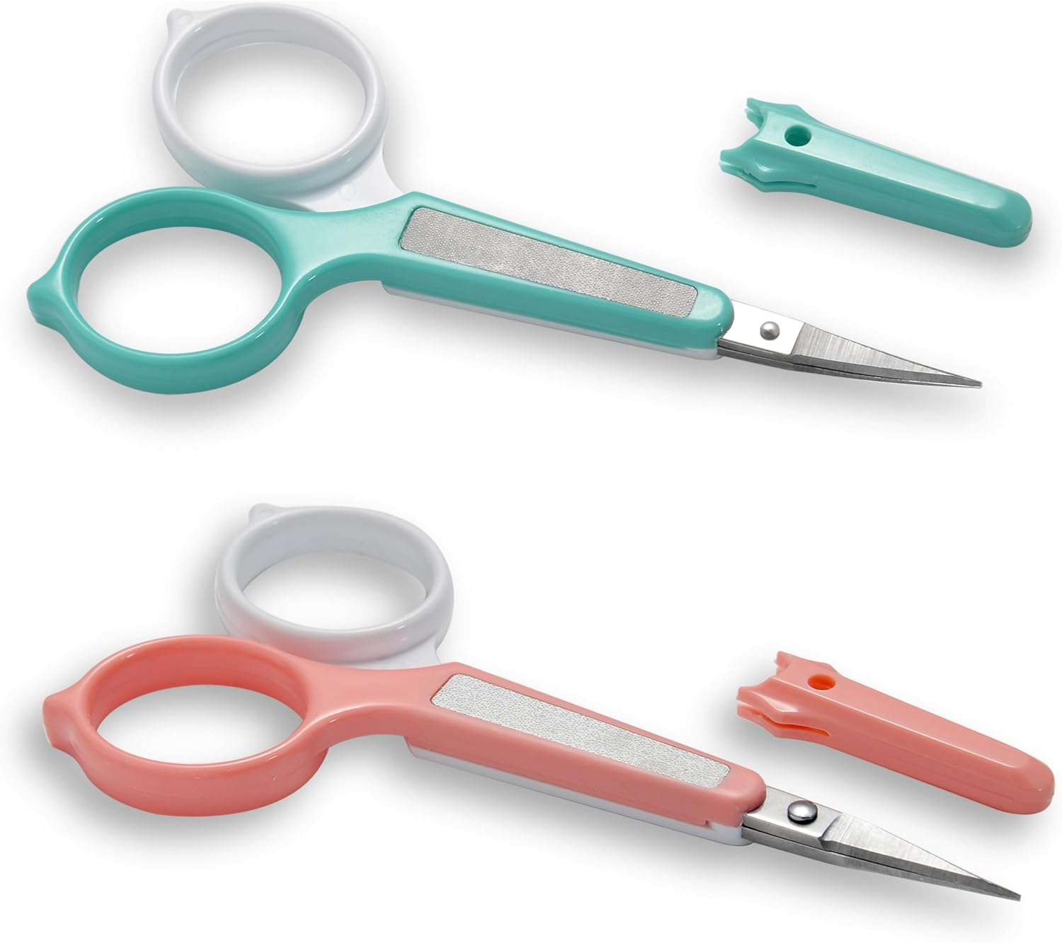 PAFASON Stainless Steel Curved and Straight Beauty Cosmetic Eyebrow Grooming Scissor Set with Safety Cap for Trimming Shaping Eyelash Extensions image number 4