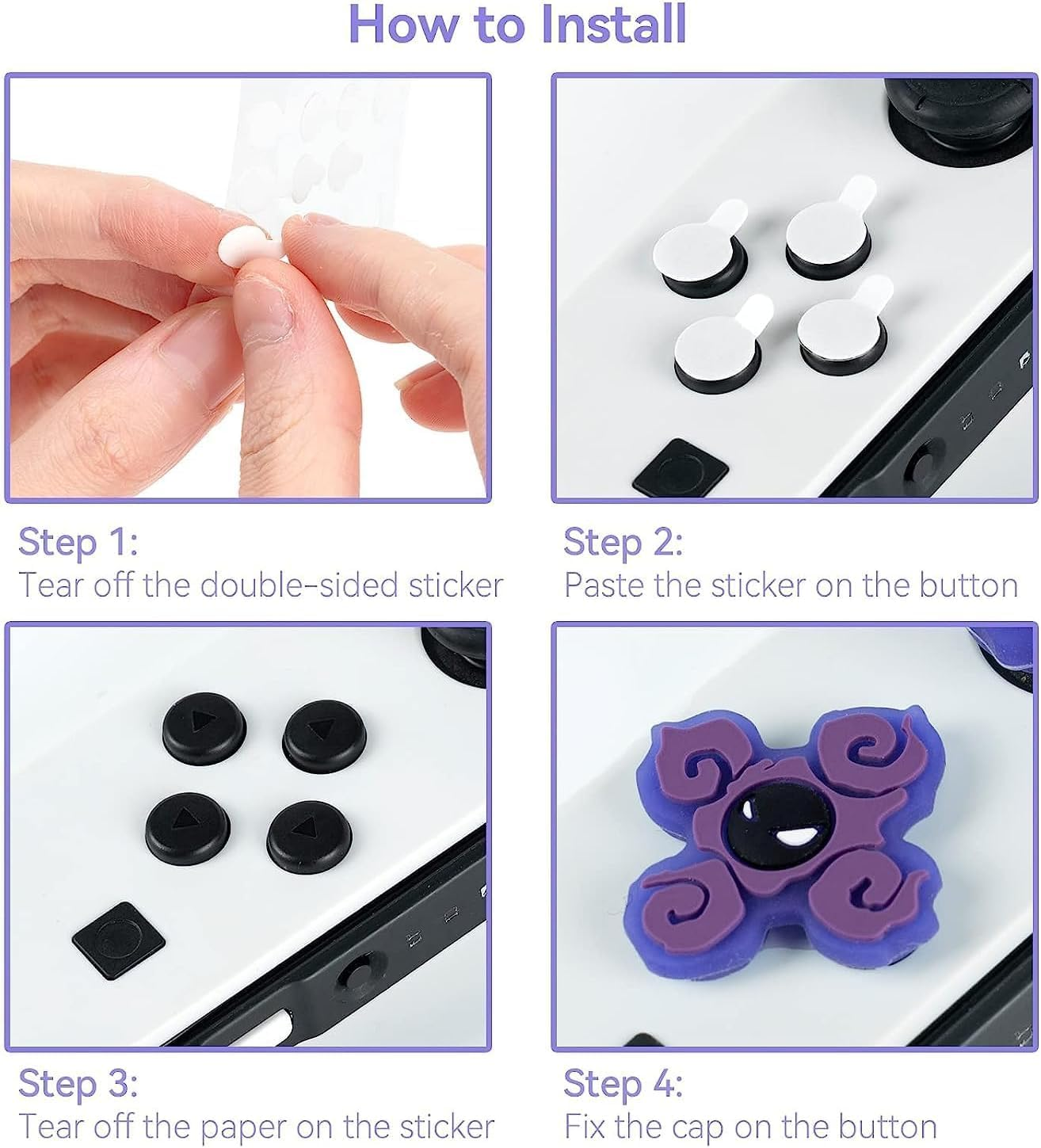 Gipoowaa [7+2] Screen Protector for Nintendo Switch/Oled, 7 Pack Cross D-Pad Button Caps + 2 Pack Tempered Glass, Key Buttons Sticker Joystick Cover Caps image number 3