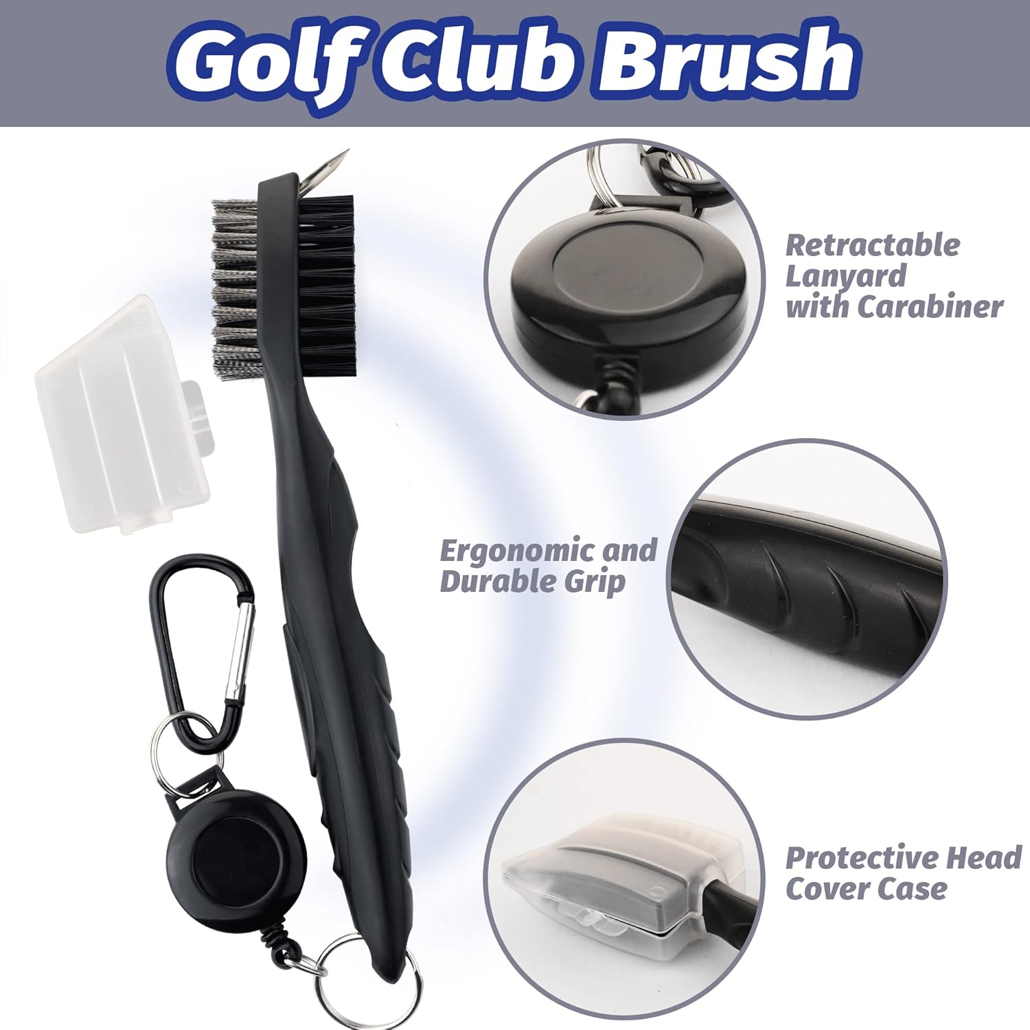 Golf Accessories Kit, 3 in 1 Golf Club Cleaning Kit - Towel, Brush, Divot Repair Tool