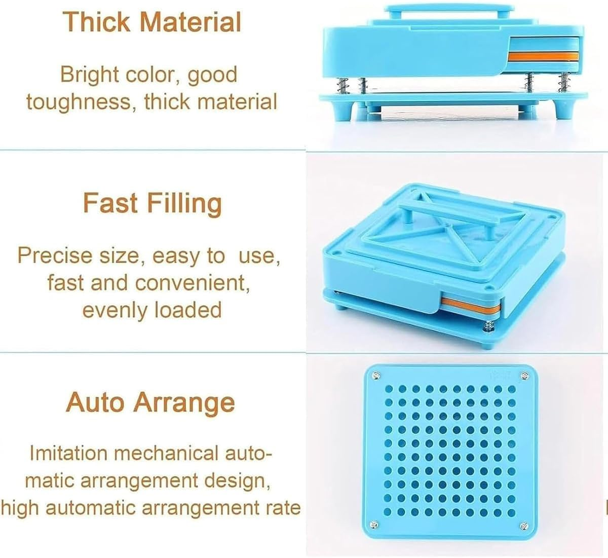Capsule Filling Machine, 100 Holes Manual Filling Tray Kit, for Size 0 Gelatin Veggie Capsules for Vitamins, Herbs & Supplements Holes, (0#Cyan) image number 5
