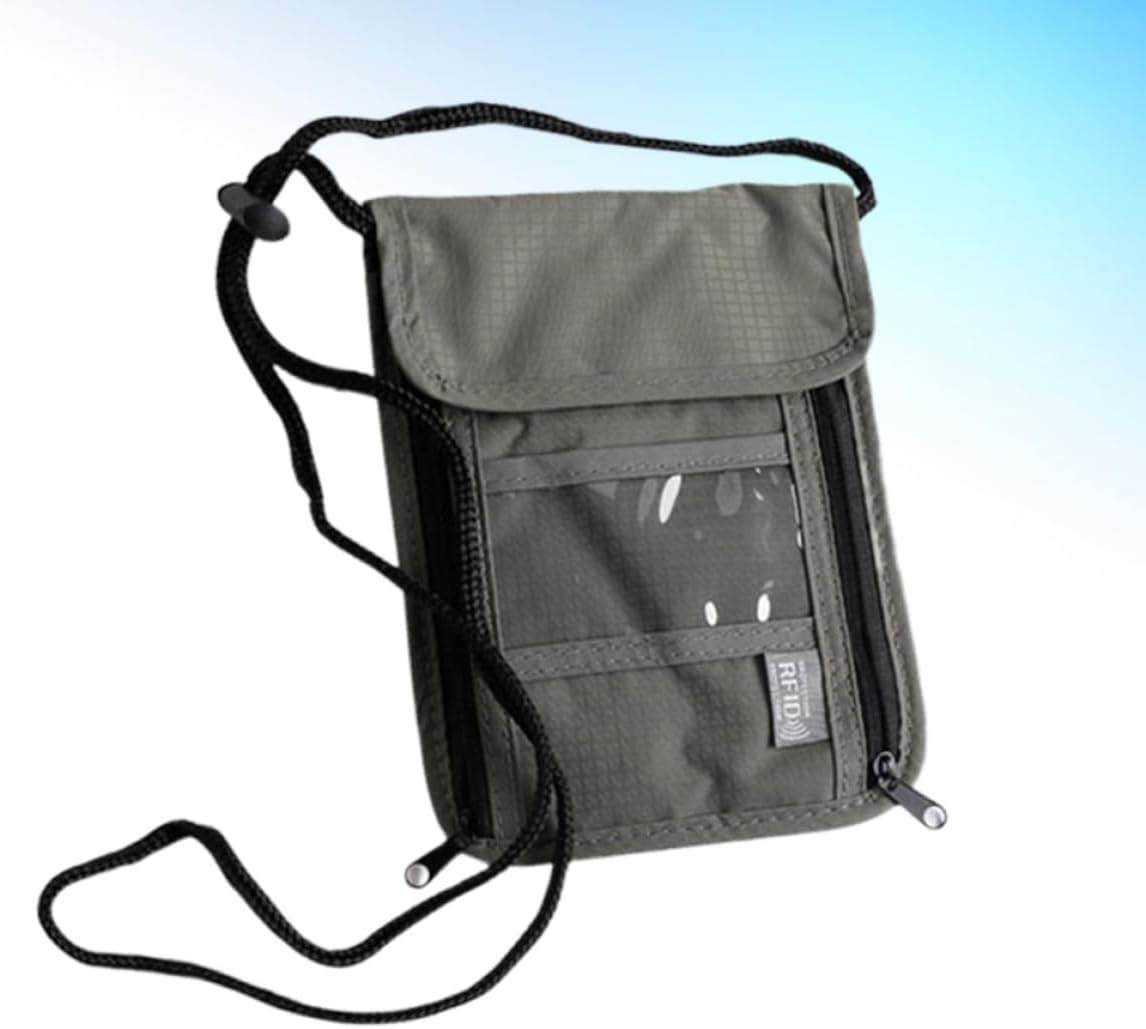 HOLIDYOYO Travel Passport Holder Wallet with Neck Hanging Strap Multifunctional Credit Card Organizer and Phone Pouch for Family Trips Lightweight Document Pouch in Grey image number 5