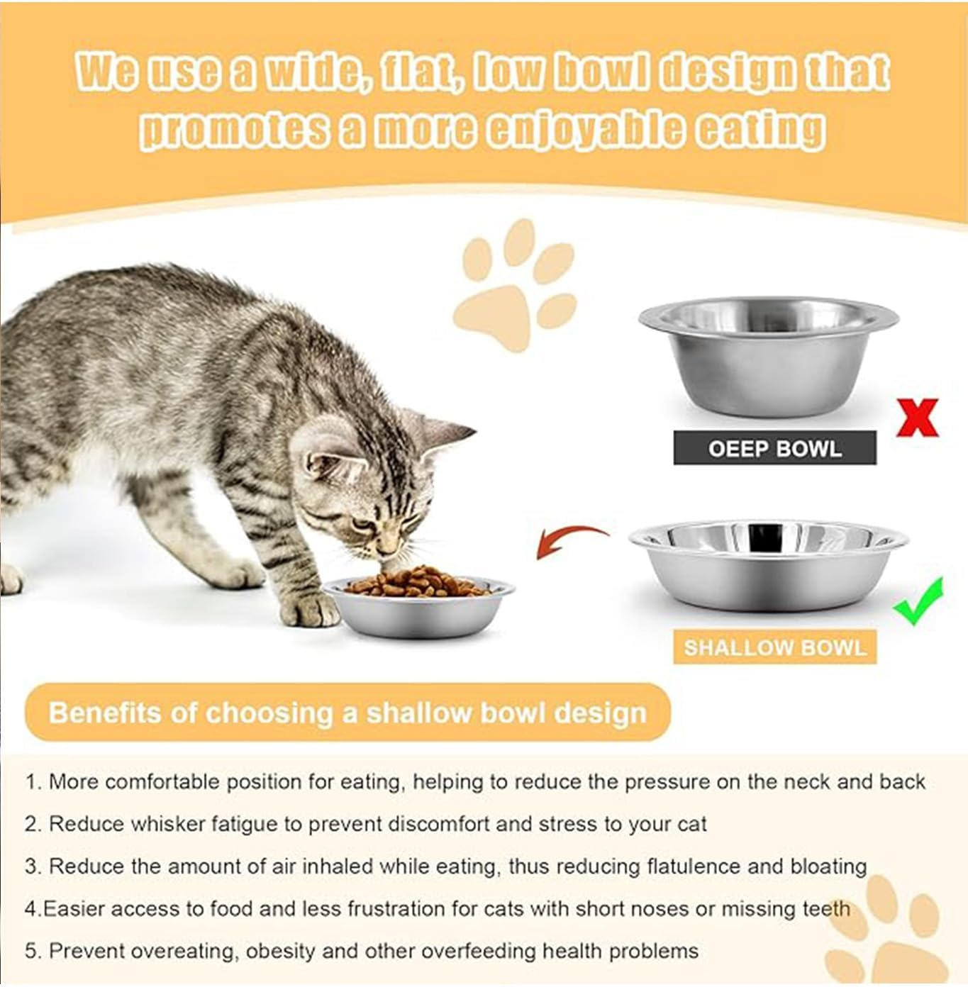 Cat Bowls，Cat Food Bowl,Stainless Steel Dog Treat Dish for Indoor Dogs Shallow and Wide Dog Wet Treat Dish Pet Feeding Dish Whisker Fatigue Relief Dog Dish for Puppy Kitten (12Packs) image number 4