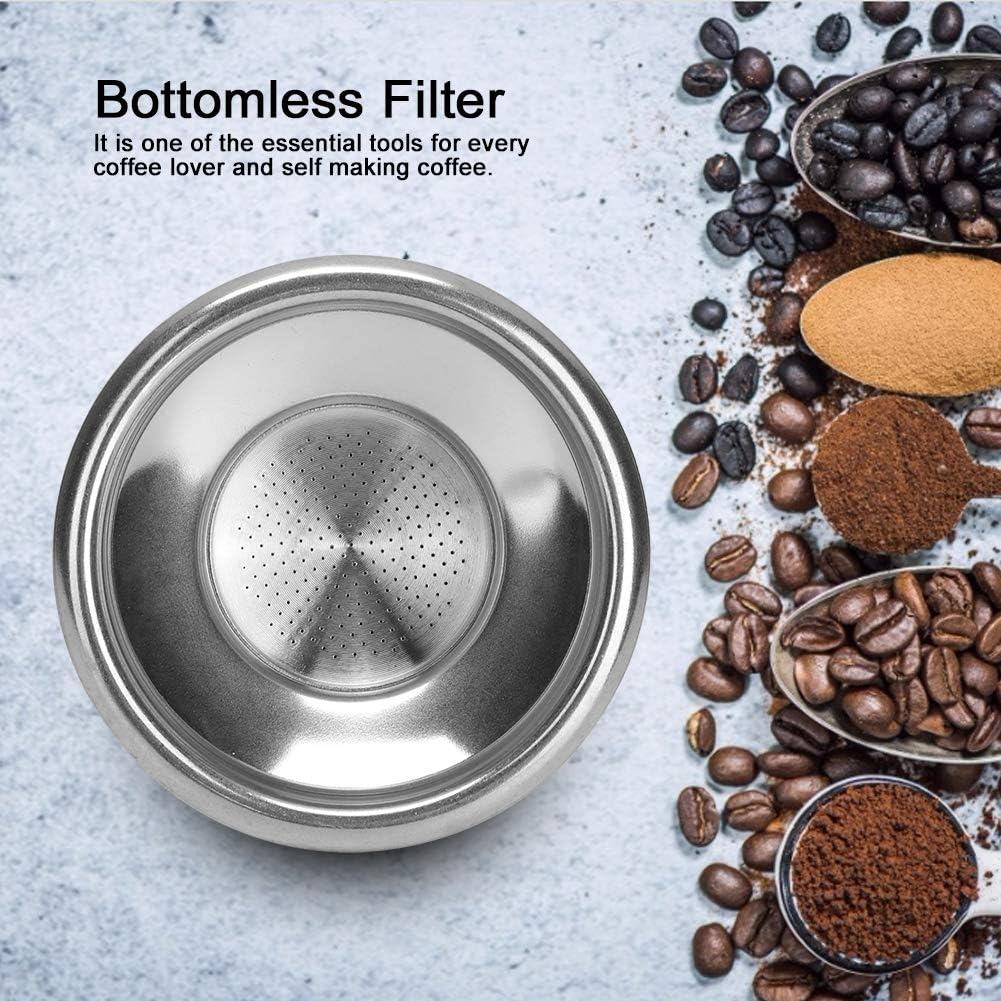 58Mm Double Layers Single/Double Doses Filter Basket for Semi-Automatic Coffee Machine Bottomless Handle (Single) image number 1