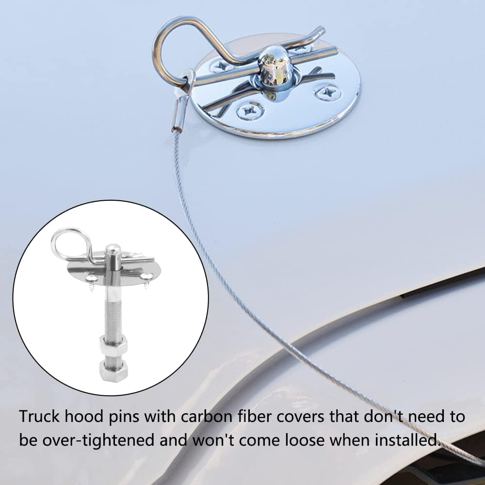 Stainless Steel Hood Pin Plate Lock Kit, 20Pcs Sengine Hood Pin Plate Lock Clip Kit, Stainless Steel Engine Hood Plate Bonnet Clips, Vehicle Exterior Engine Hood with Racing Lanyard image number 1