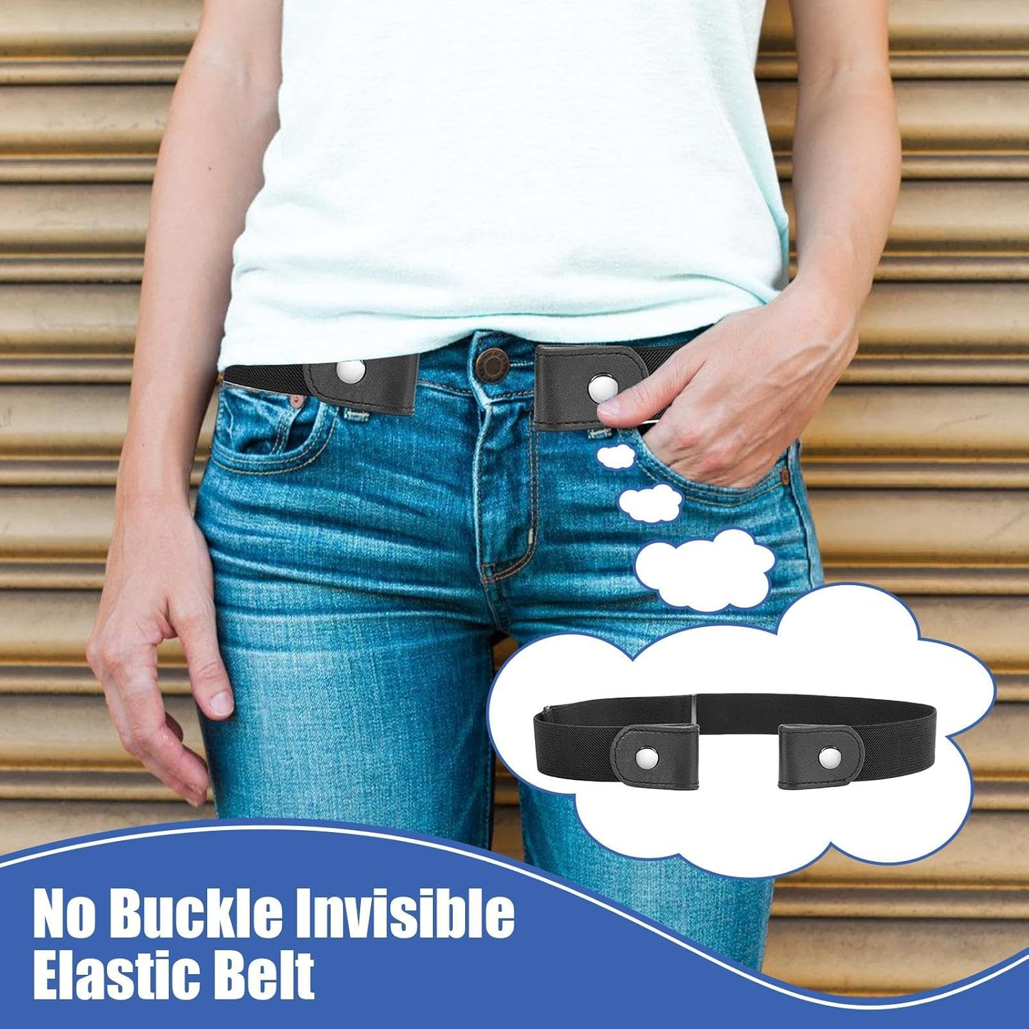 ETUCYNG No Buckle Belts for Men, Elastic Buckleless Belt Invisible, Fashion Accessory, No Scratch Belt for Men Women, Fit 16-41 Inches image number 5