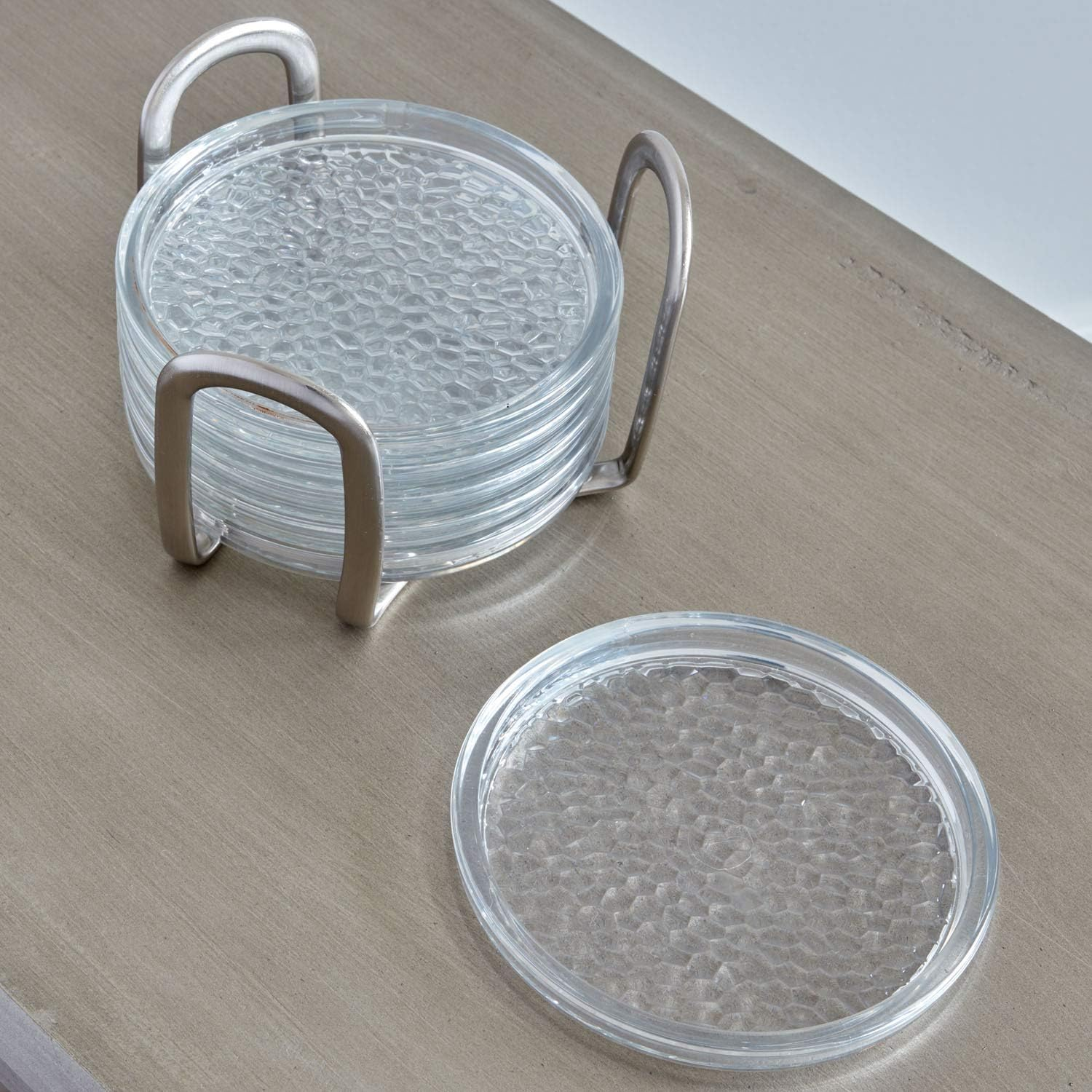 Interdesign Rain Coasters with Holder, Set of 6, Clear image number 4