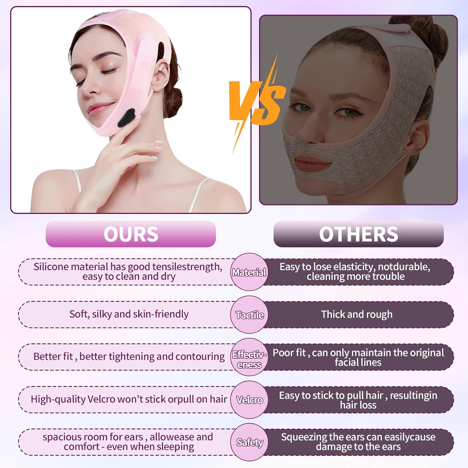 Soft Silicone Chin Strap,Double Chin Reducer,V Line Face Slimming Strap,V Line Lifting Mask,Face Strap for Women(Beige-Skin Tone)