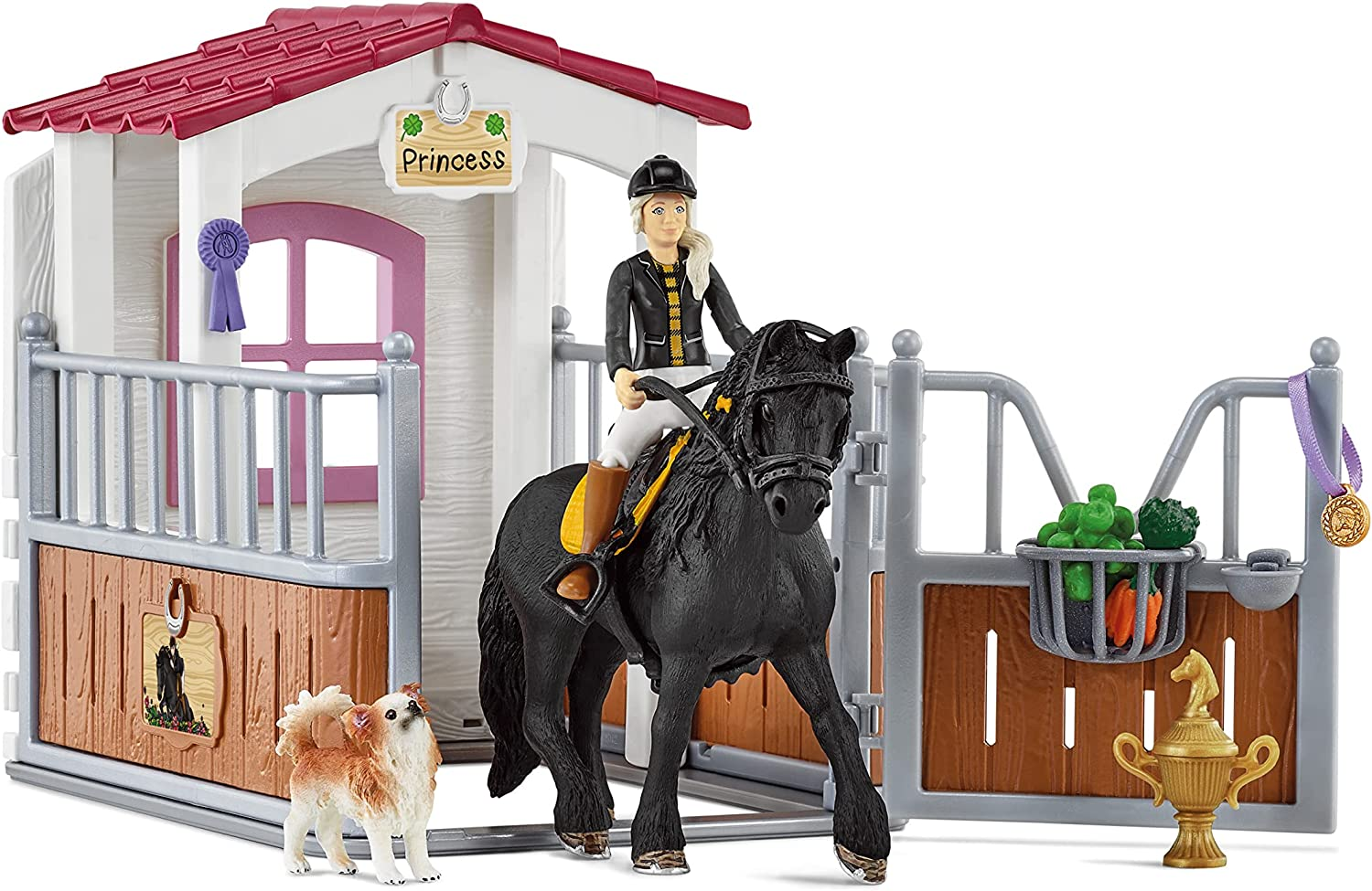 Schleich Horse Club, Horse Gifts for Girls and Boys, Horse Stall with Tori and Princess Horse Toy, 15 Pieces (42437)