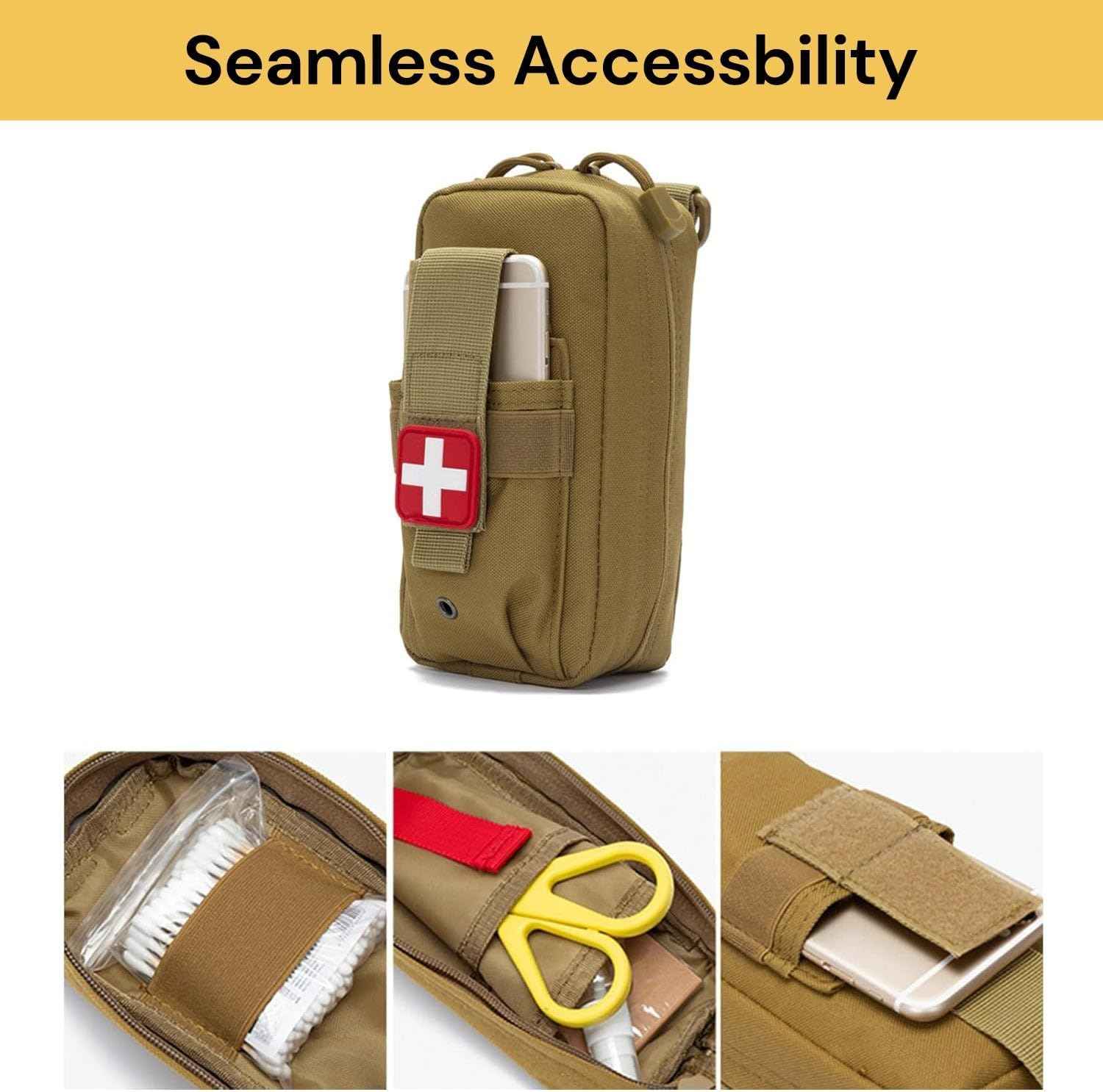 EZONEDEAL Tactical Molle Pouch - Rip-Away Design First Aid Bag, Medical EDC Drop Bag for Hunting, Camping, Outdoor Sports - Utility Pouch Carlebben image number 2