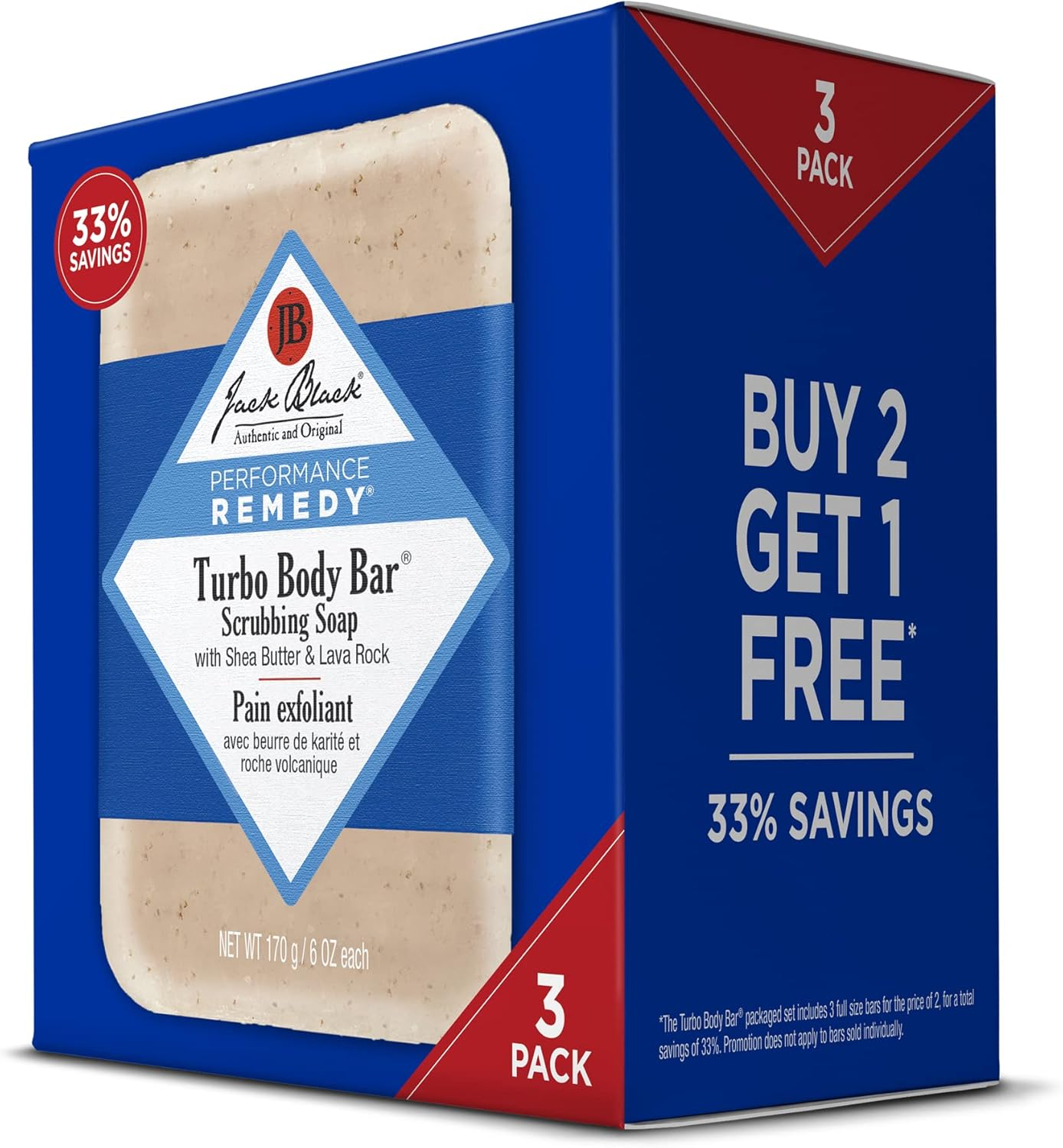 Jack Black - Turbo Body Bar Scrubbing Soap, 6 Oz - Men'S Soap with Blue Lotus and Lava Rock