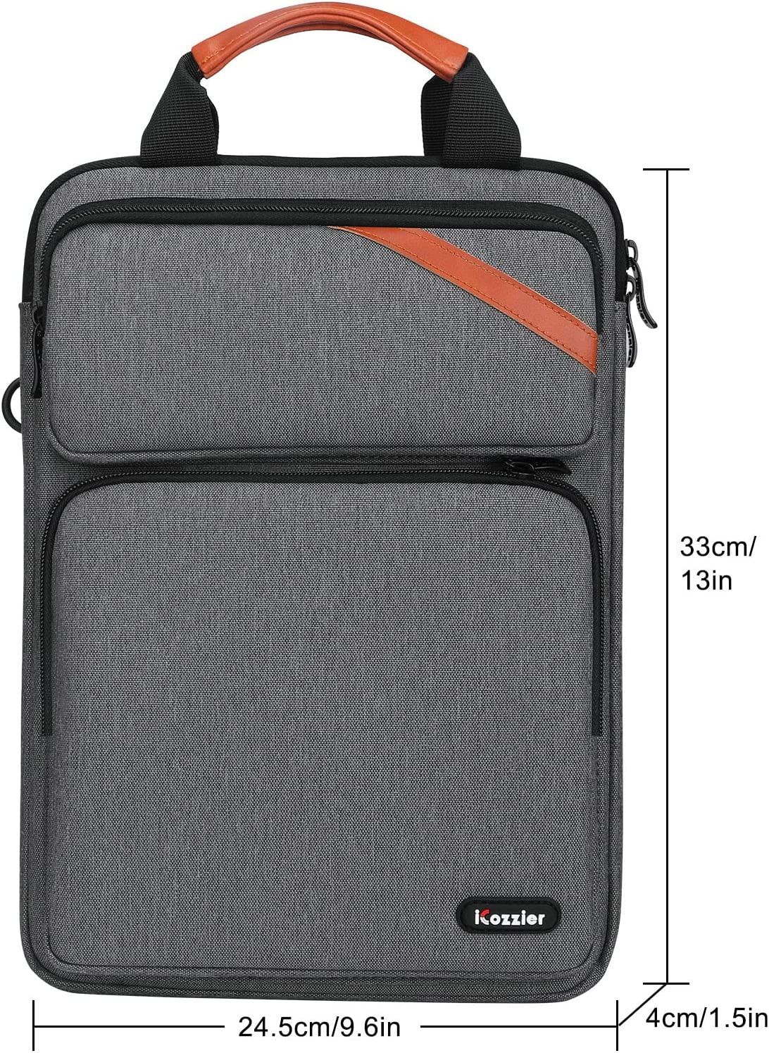 Icozzier 13-13.3 Inches Laptop Messenger Shoulder Bag, Vertical Double Pockets Notebook Laptop Business Briefcase Handbag for 13.3 Inch Macbook image number 3