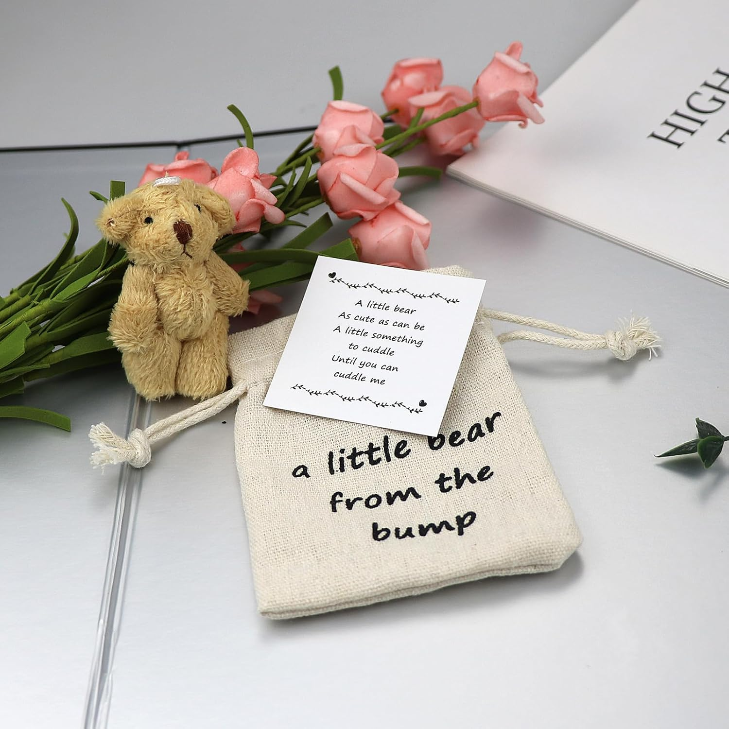 LUOKIFUR Pocket Bear ''Crash'' Gifts Pregnancy Announcements New Grandparents Gifts Baby Keepsake Gifts (Bump), 5Cm * 5Cm - Boyfriend image number 7