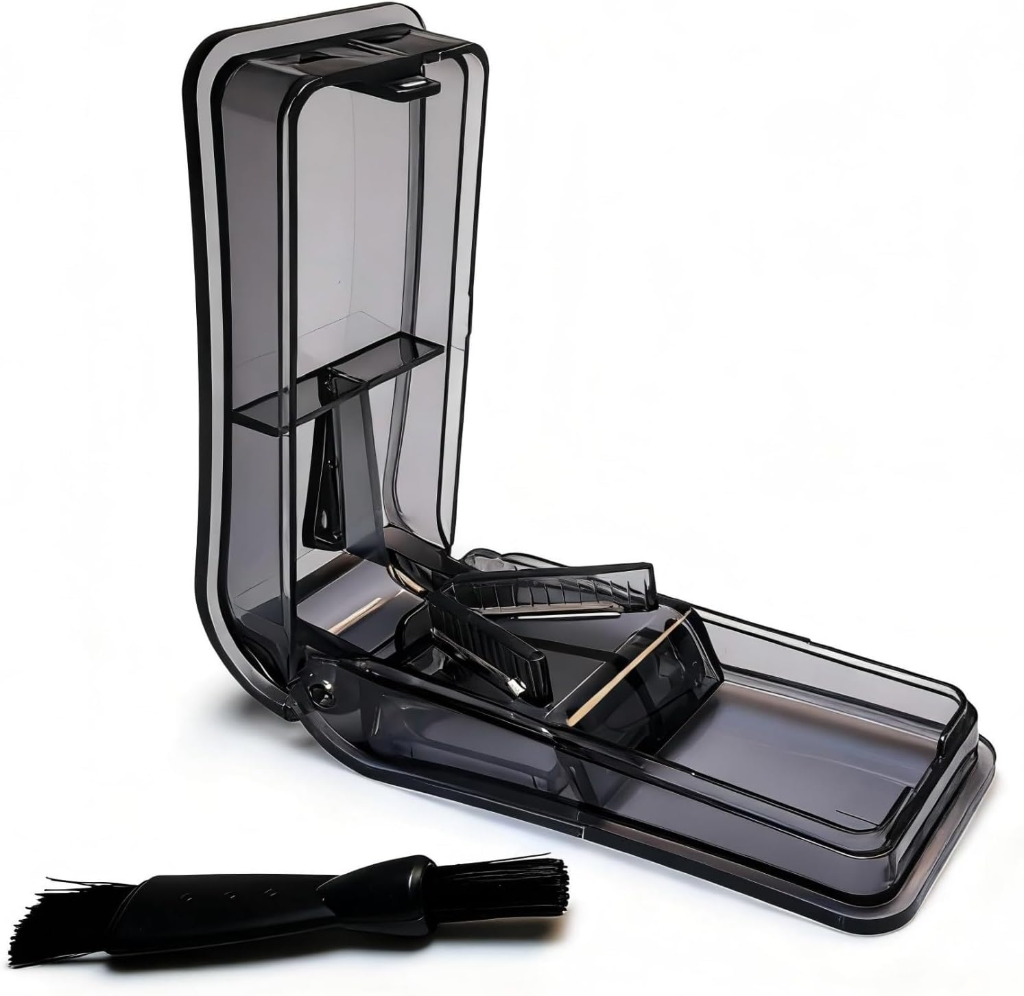 Pill Cutter with V-Clip & Brush - Tablet Splitter for Small and Large Pills, Precise Quarter or Half Cuts for Elderly, Pets - Food Grade Safe & Portable Medicine Cutter (Black) image number 4