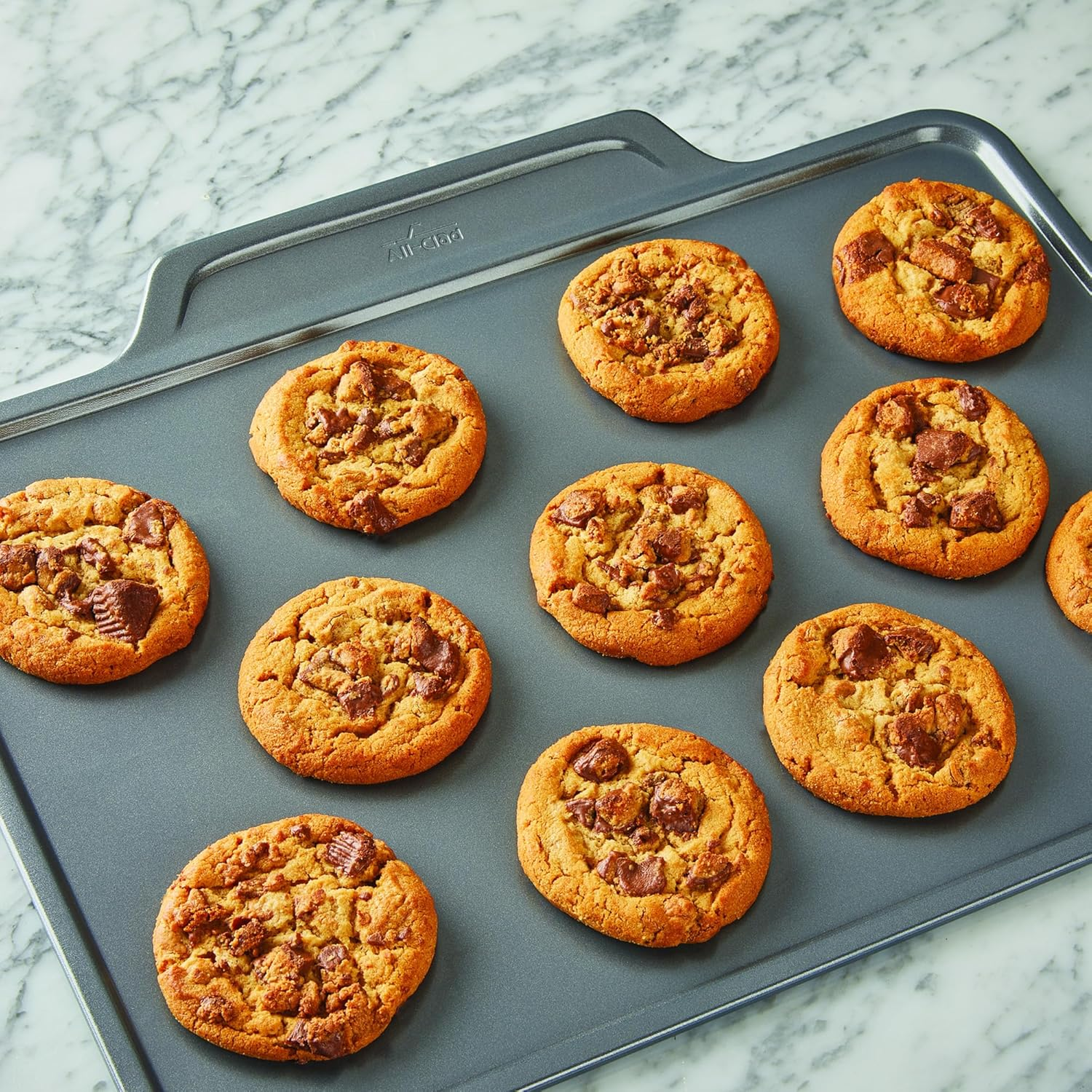 All-Clad Pro-Release Nonstick Bakeware Set 3 Piece Oven Safe 450F Half Sheet, Cookie Sheet, Muffin Pan, Cooling & Baking Rack, round Cake Pan, Loaf Pan, Baking Pan Grey