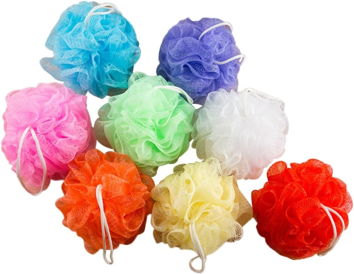 OSOLADY 16Pcs Solid Color Mesh Bath Balls Reusable Shower Sponges for Exfoliating Body Care Soft and Comfortable Scrubber Bathroom Accessories Mixed Colors for Daily Use