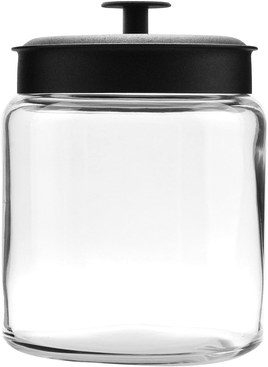 Anchor Hocking Montana Jar with Black Lid &ndash; Durable Glass Storage Jar for Flour, Pasta, Coffee or Tea &ndash; Clear Design for Easy Visibility and Freshness &ndash; 1.9 Litre Capacity image number 2