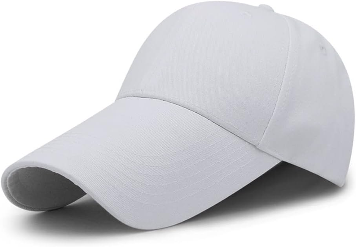 4.33" Extra Long Bill Baseball Cap - 100% Cotton Men Women Plain Adjustable Hat image number 1