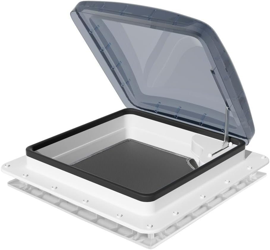 Weisshorn Caravan Roof Vent, Roofs Ventilation, Hatch RV Skylight Motorhome Camper Insect Resistance Heavy Duty Hinge Black 40X40Cm Open Size image number 1
