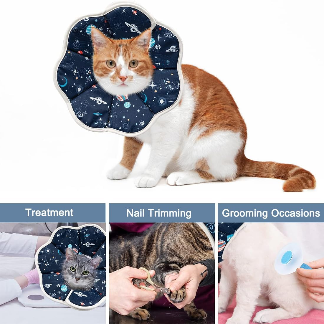 Cat Collar, Adjustable from 16-23 Cm, Cat Collar, Adjustable Recovery Collar, Soft Protective Collar, Cone Collar, Adjustable Recovery Collar, for Puppies, Small Dogs and Cats image number 3