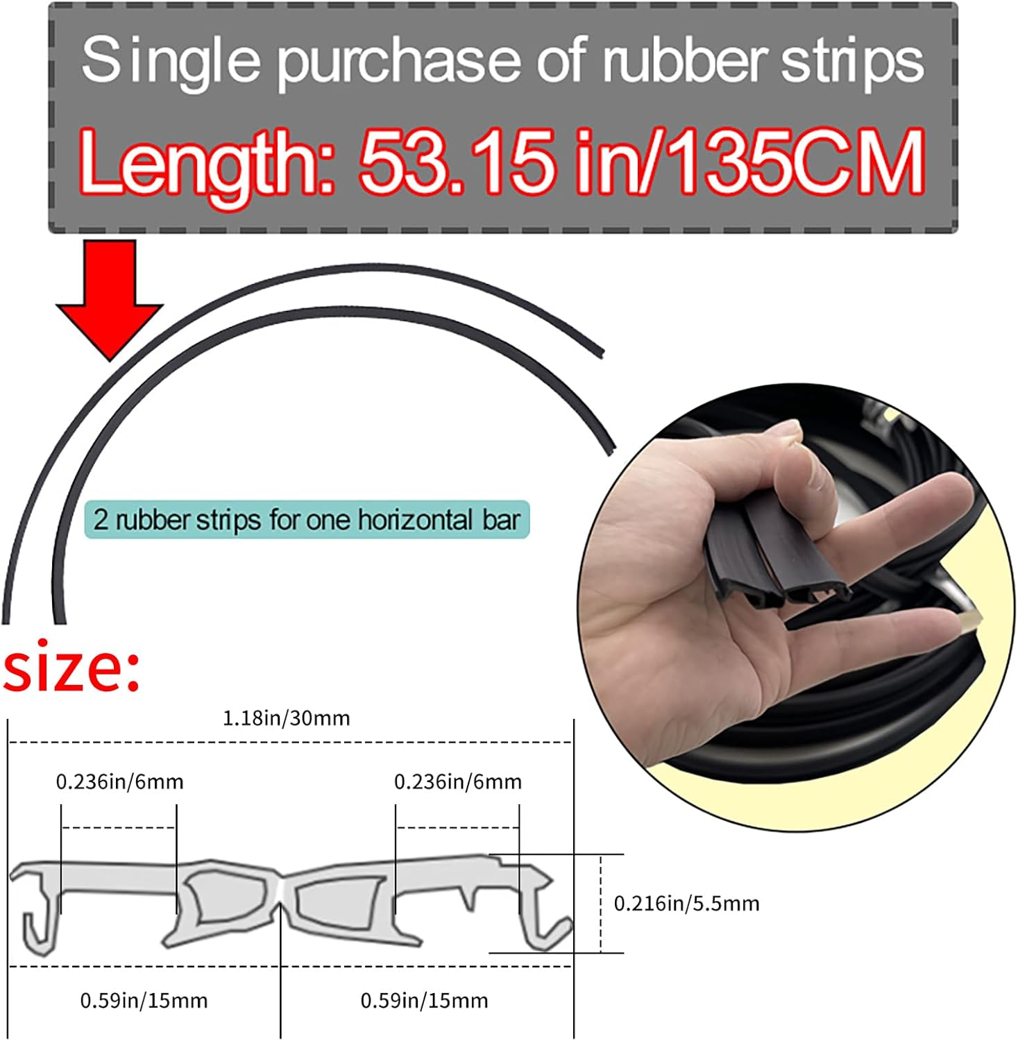 2Pcs Rubber Strip for Thule Car Roof Rack Crossbar 53 Inchs, Wingbar Evo Edge 711X/721X with Quick Accessinterf, T-Slot Sealing Strips Noise Insulation Sealant Windshield Edge Sealing image number 5