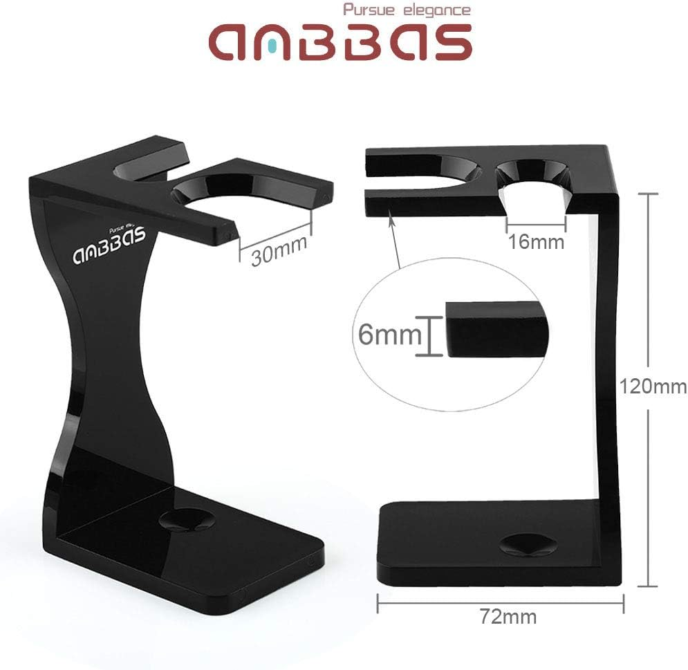 Anbbas Shaving Brush Synthetic Badger Hair with Stainless Steel Shaving Bowl,Black Acrylic Shaving Stand Holer for DE Razor Men Traditional Shave image number 2