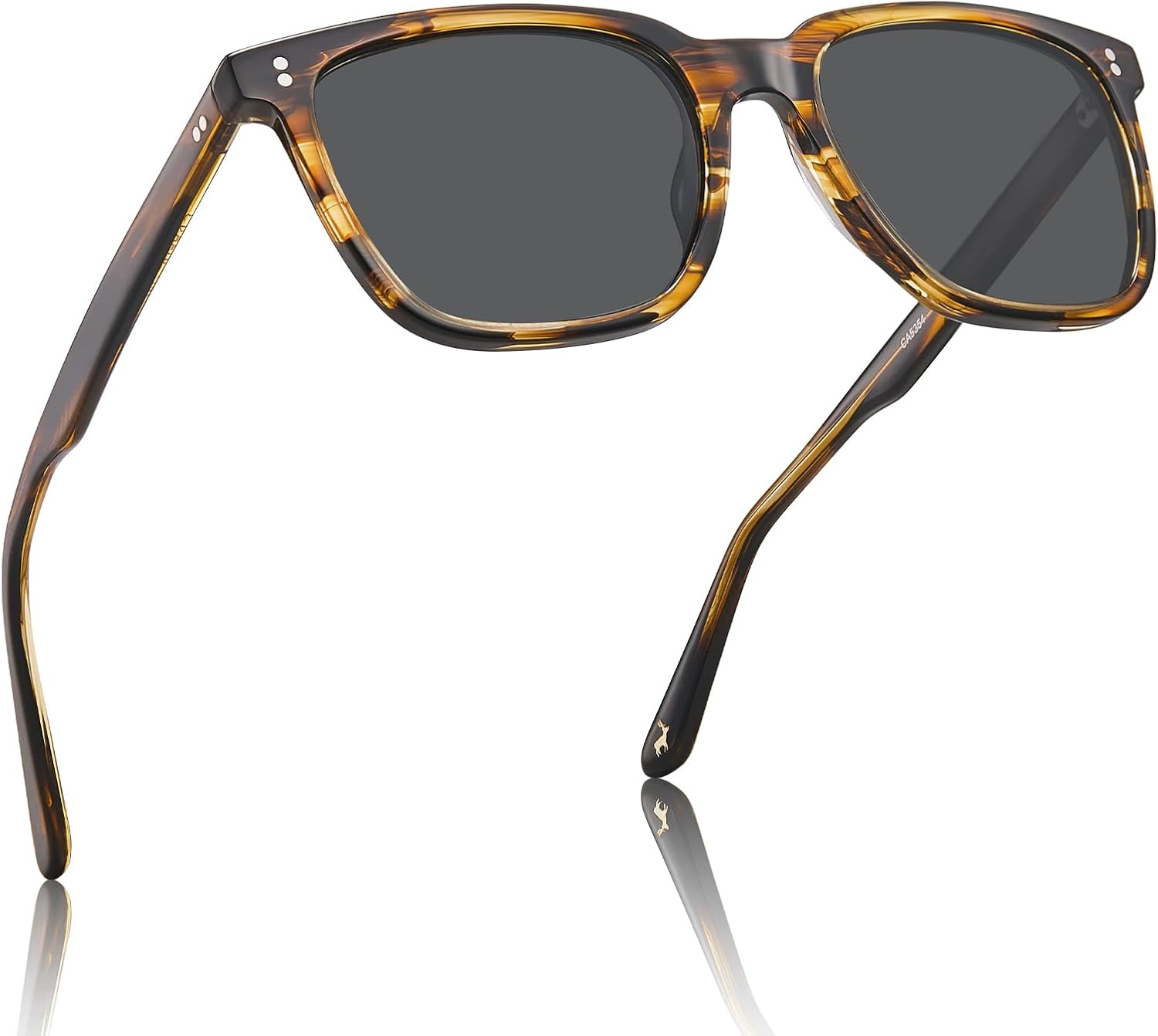 CARFIA Square Polarized Sunglasses for Men UV400 Protection Classic Retro Acetate Shades Driving Glasses - A4. Brown Lens image number 6