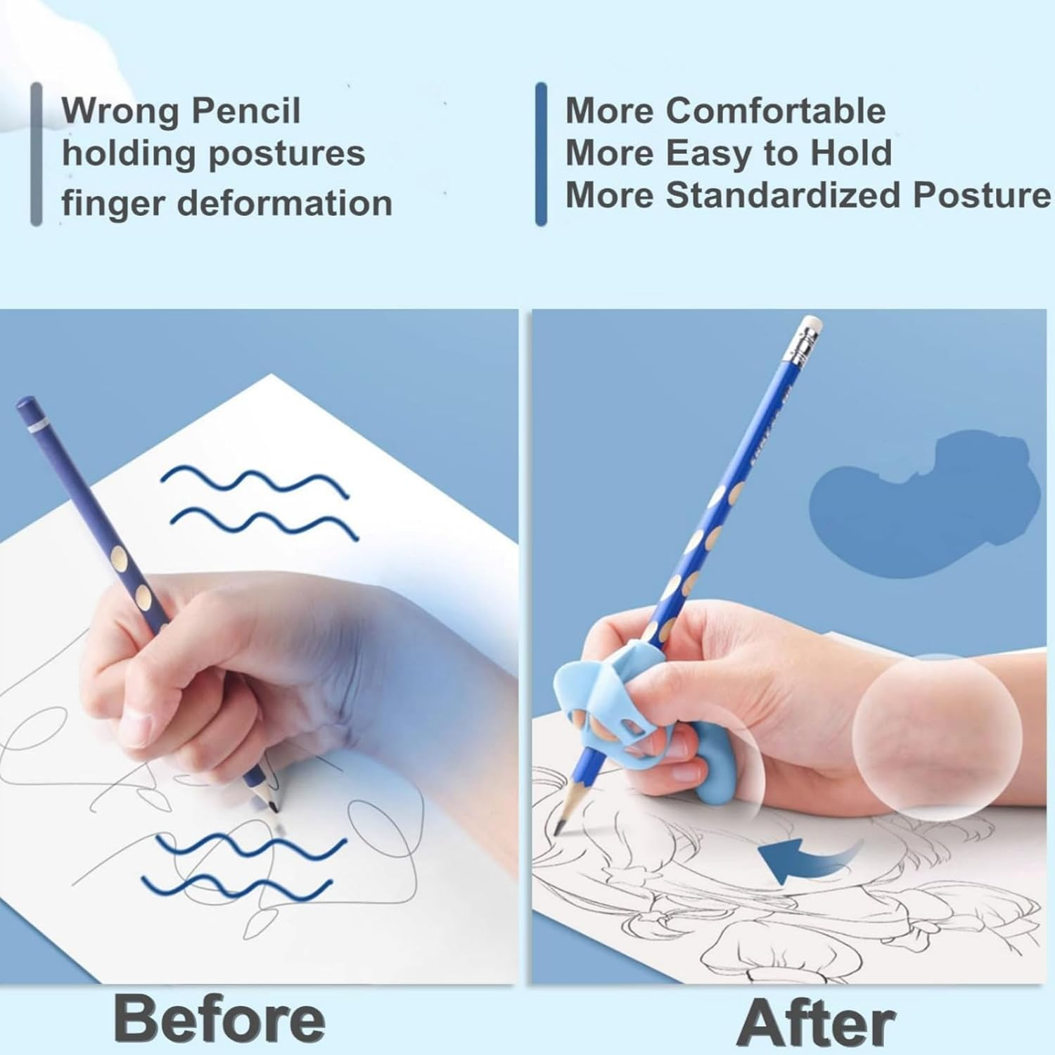 Pencil Holder Original Pencil Holder 6 Pieces, Improve Children'S Writing Skills, Ergonomic Pen Holder for Right- and Left-Handed People, Great for Kids, Toddlers and Adults image number 2