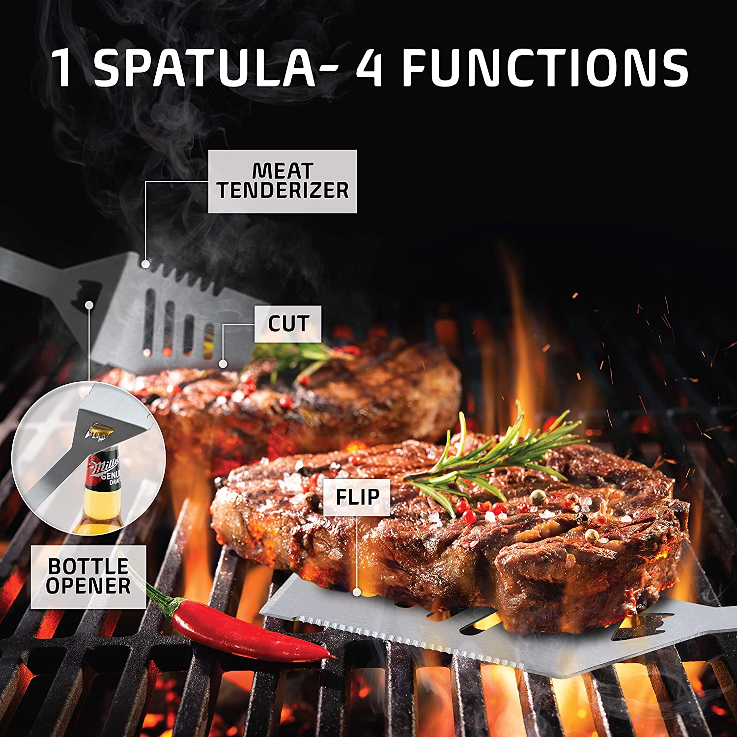 Kaluns&trade; BBQ Grill 21 Piece Utensil Set Heavy Duty Stainless Steel Tools Luxurious and Essential Tools for Barbequing Professional Grilling Accessories for the Expert Complete Outdoor Kit image number 5