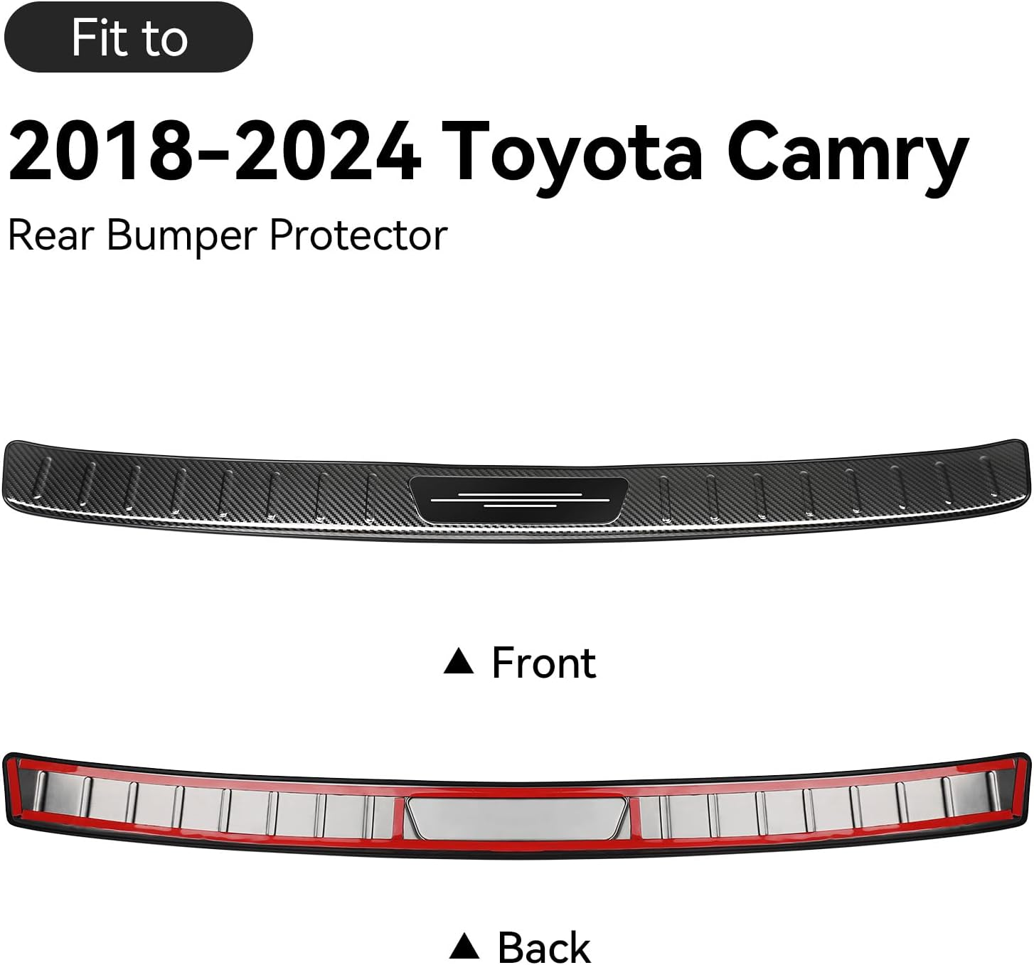 Bercicci Exterior Rear Bumper Protector for Toyota Camry 2018-2024 2025 2026 (Include Hybrid) Accessories Stainless Steel Rear Bumper Guard Trunk Sill Protector (Carbon Fiber) image number 2