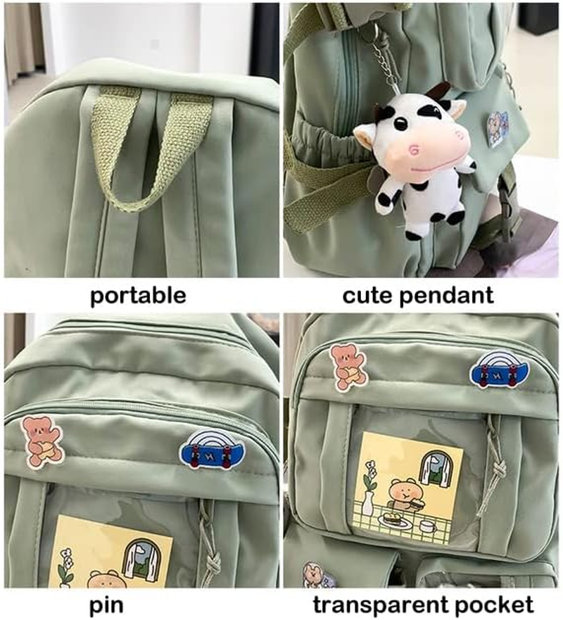 BXCNCKD Kawaii Backpack with Pins Kawaii School Backpack Cute Backpack Cute Kawaii School Backpack&hellip; - Black image number 4