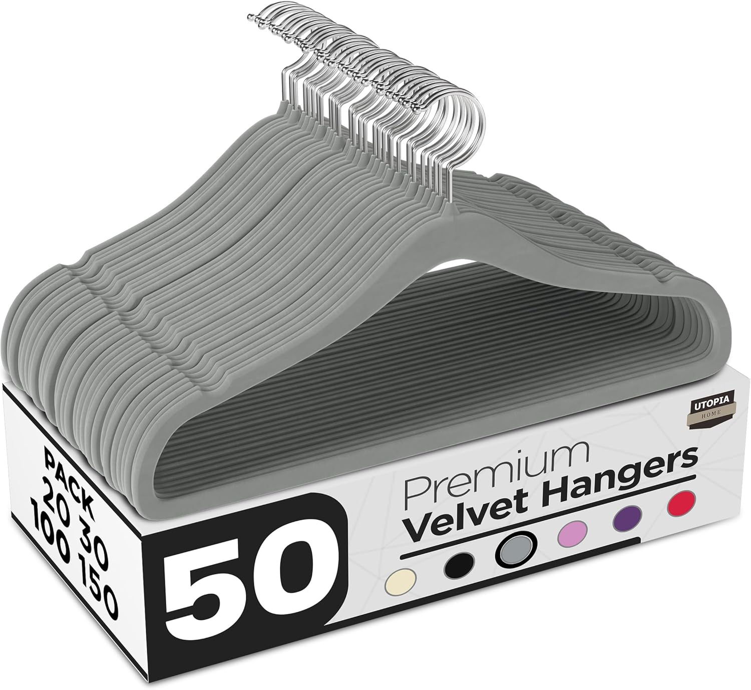 Utopia Home Velvet Hangers 50 Pack - Non-Slip Clothes Black Hanger - Suit Hangers with 360 Degree Rotatable Hook - Heavy Duty Hanger for Coat & Pant