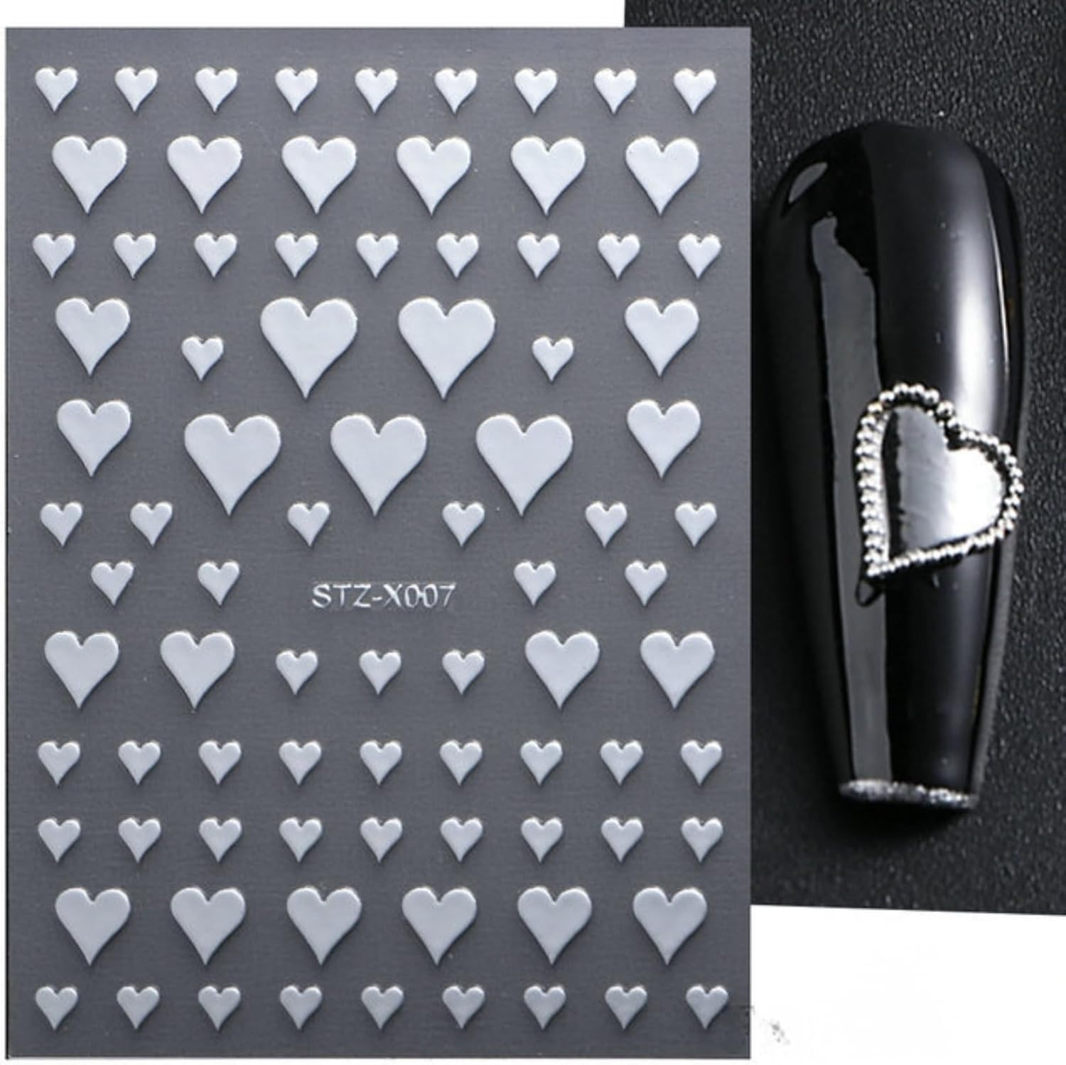 6 Sheets Nail Art Sticker, Self-Adhesive Decals with Glitter, 3D Holographic, Star, and Heart Designs, Nail Supplies for Stunning Nail Art Design and Decoration Accessories (Gold+Silver) image number 4