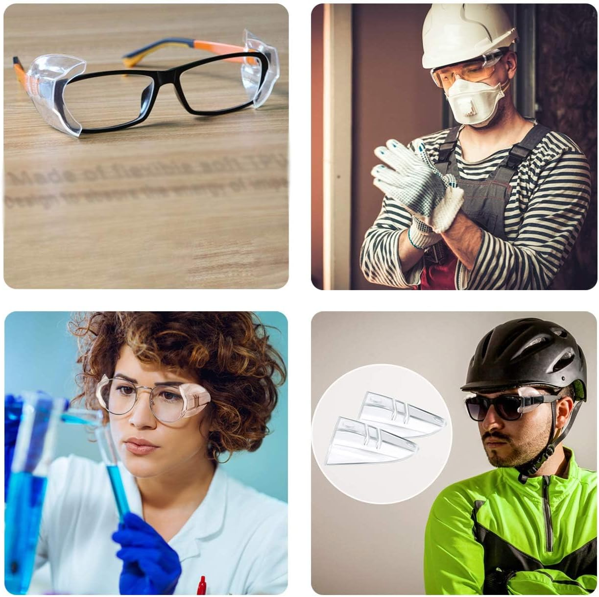 Yiyuanhe Safety Glasses Side Shields,2 Pairs Side Shields for Glasses Universal, Transparent image number 1