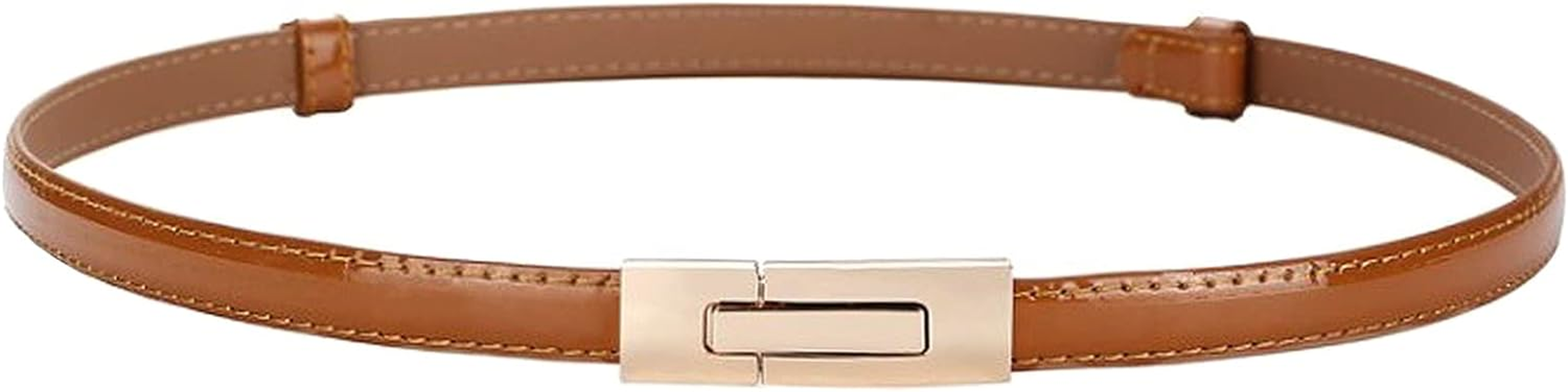 Lamdgbway Skinny Belts for Women Thin Leather Belt Adjustable Slim Waist Belt for Dress Brown 100CM image number 4