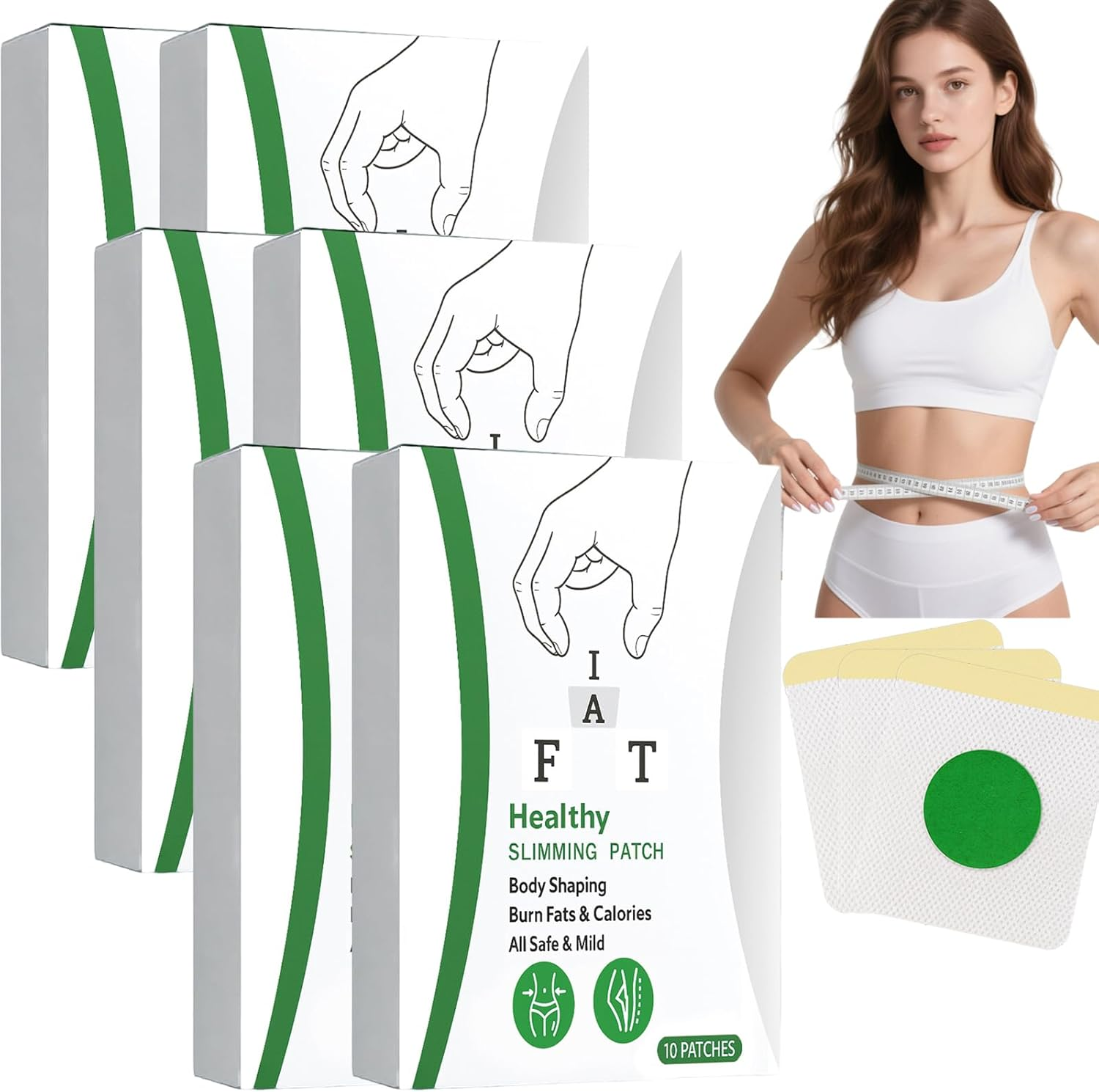 Body Shaping Patch with Ginger & Mugwort, Slimming Patch for Abdomen, Thighs & Arms, Weight Loss Patches for Women, Natural Ingredients Support Firming, Circulation & Skin Tone (6Box)