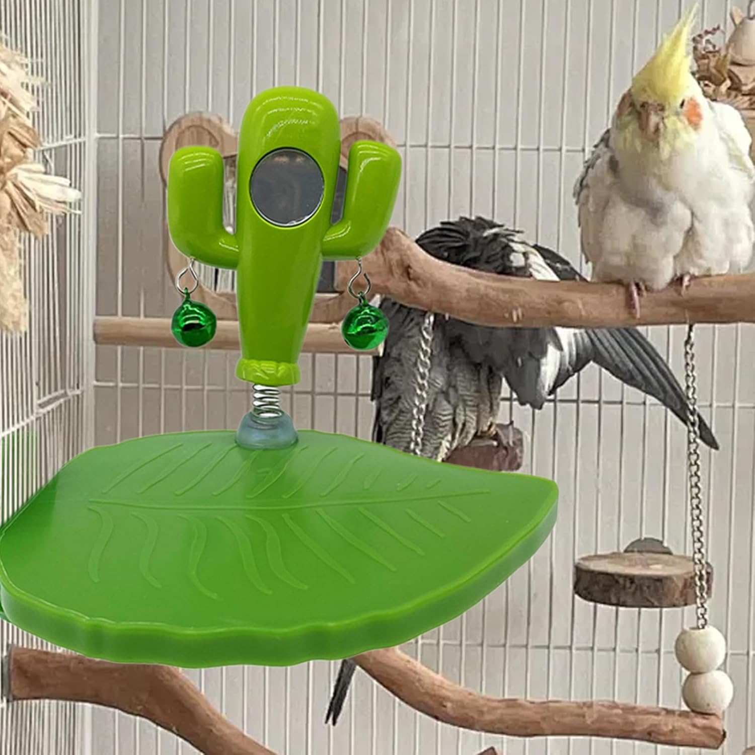 Bird Playground - Cactus Leaves Parrot Play Stands,Cage Accessories Enrichment Toys Interactive Exercise Game Perch for Cockatiel
