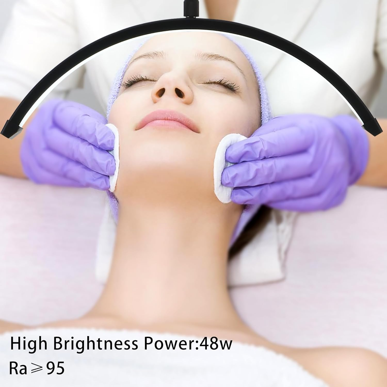 Duowelly 48W Led Half Moon Light with Remote Controller and Button Switch, Eyelash Extension Light Shadowless,Curve Beauty Lights,Lash Lamp,Arch Salon Light for Skincare,Eyebrows,Tattoo,Black - Black image number 5