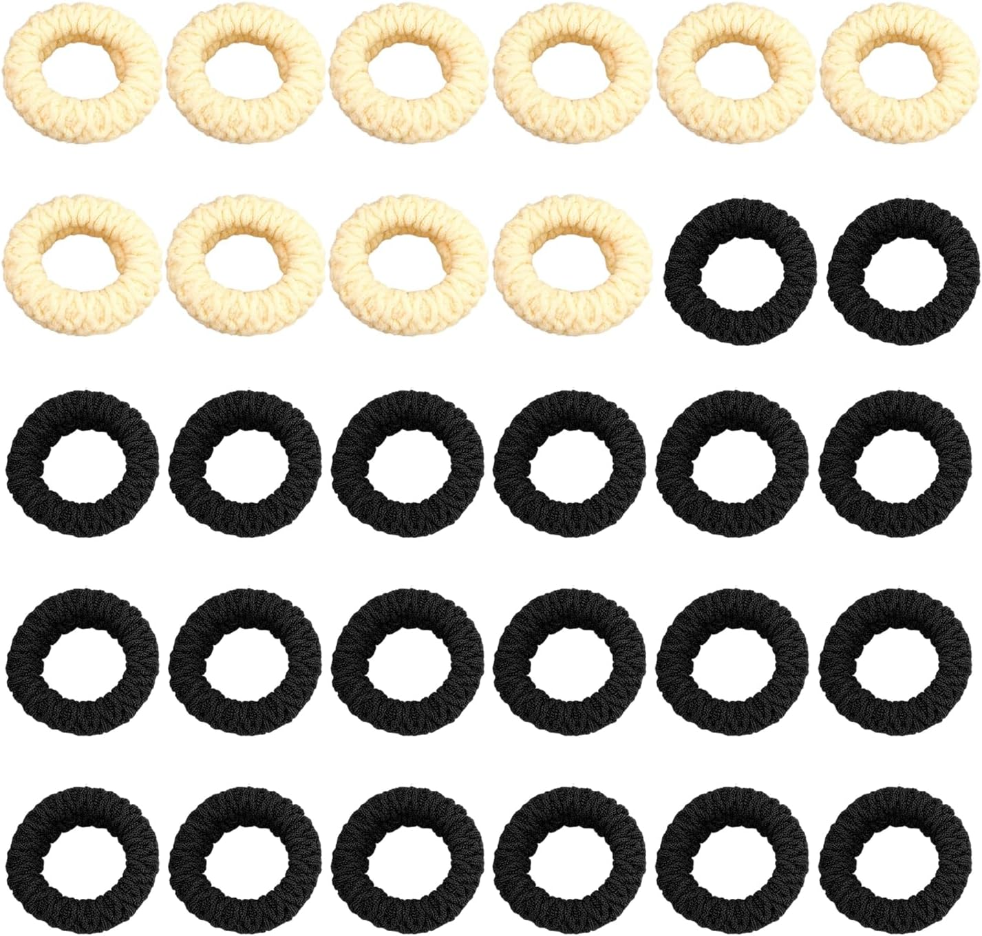 Pack of 30 Hair Ropes, Thickened Elastic Hair Band, Daily Pendulum Hair Band, Curly Hair Band, Suitable for Sports, Travel, Work (Black, White) image number 5