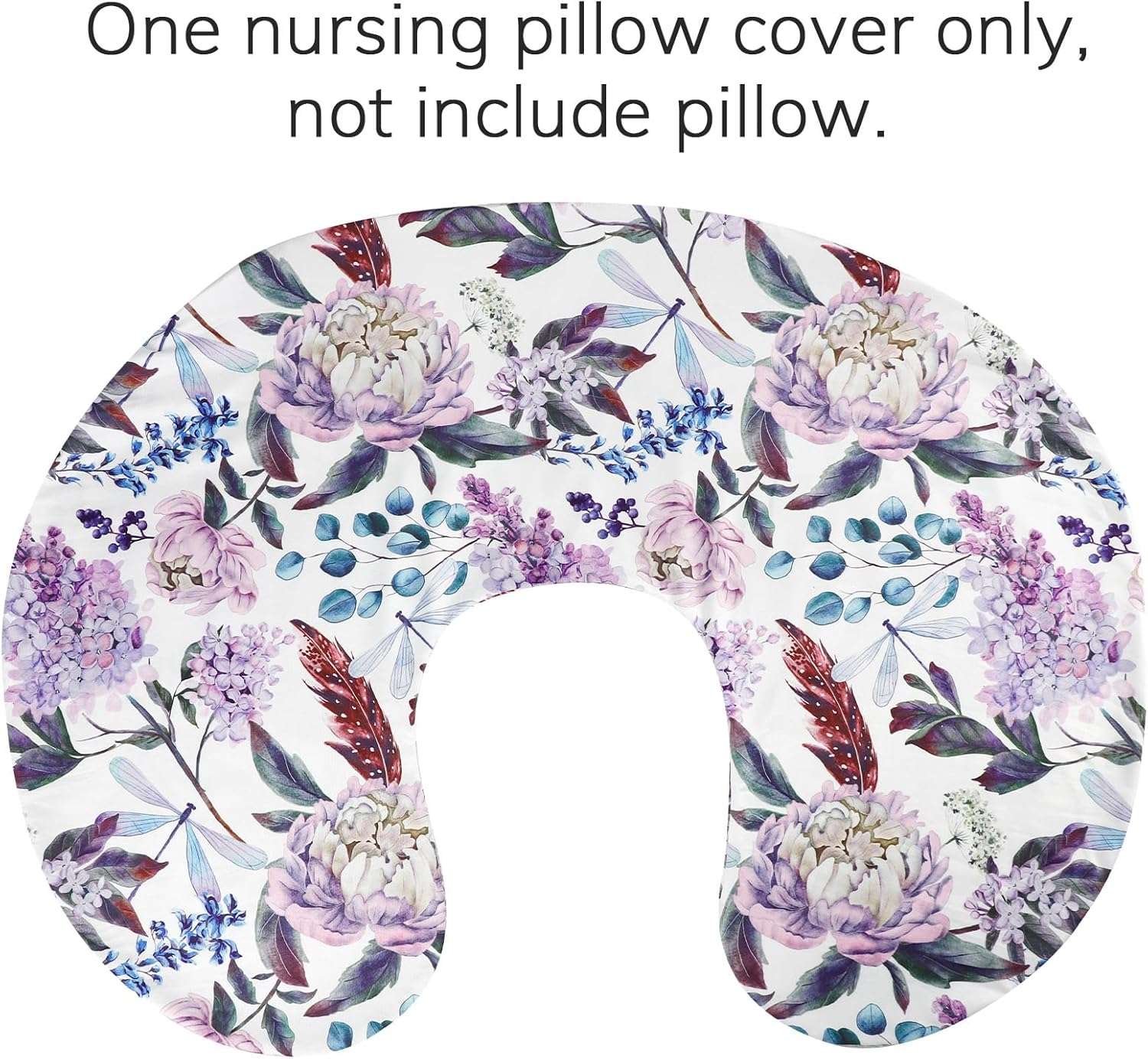 Purple Floral Wisteria Nursing Pillow Cover, Nursing Pillowcase Set for Baby Boy or Baby Girl, Nursing Pillow Slipcover Cushion Cover, Soft Fabric for Snuggling Baby, Suitable for Nursing Pillows image number 6